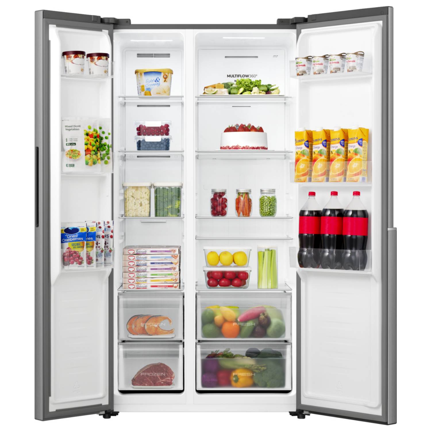 Gorenje Side by Side NRS917E41X SI, Freistehend, Amerikanische Tür, Edelstahl, 2 Tür(en), Berührung, LED