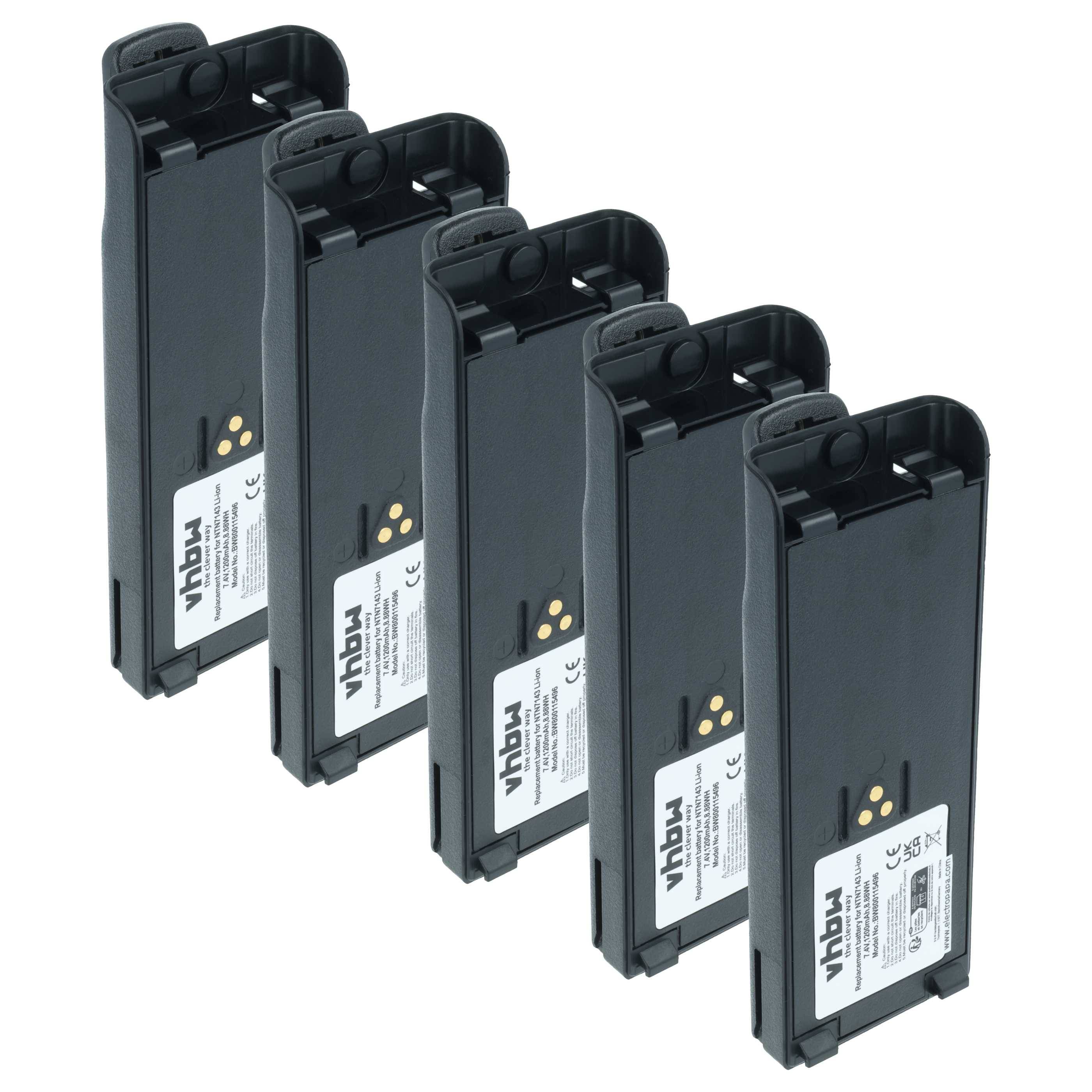vhbw 5x Akku kompatibel mit Motorola GP900, HAT100, GP1200, GP2013, GP2010, JT1000, HT6000, HT1000 Funkgerät, Walkie