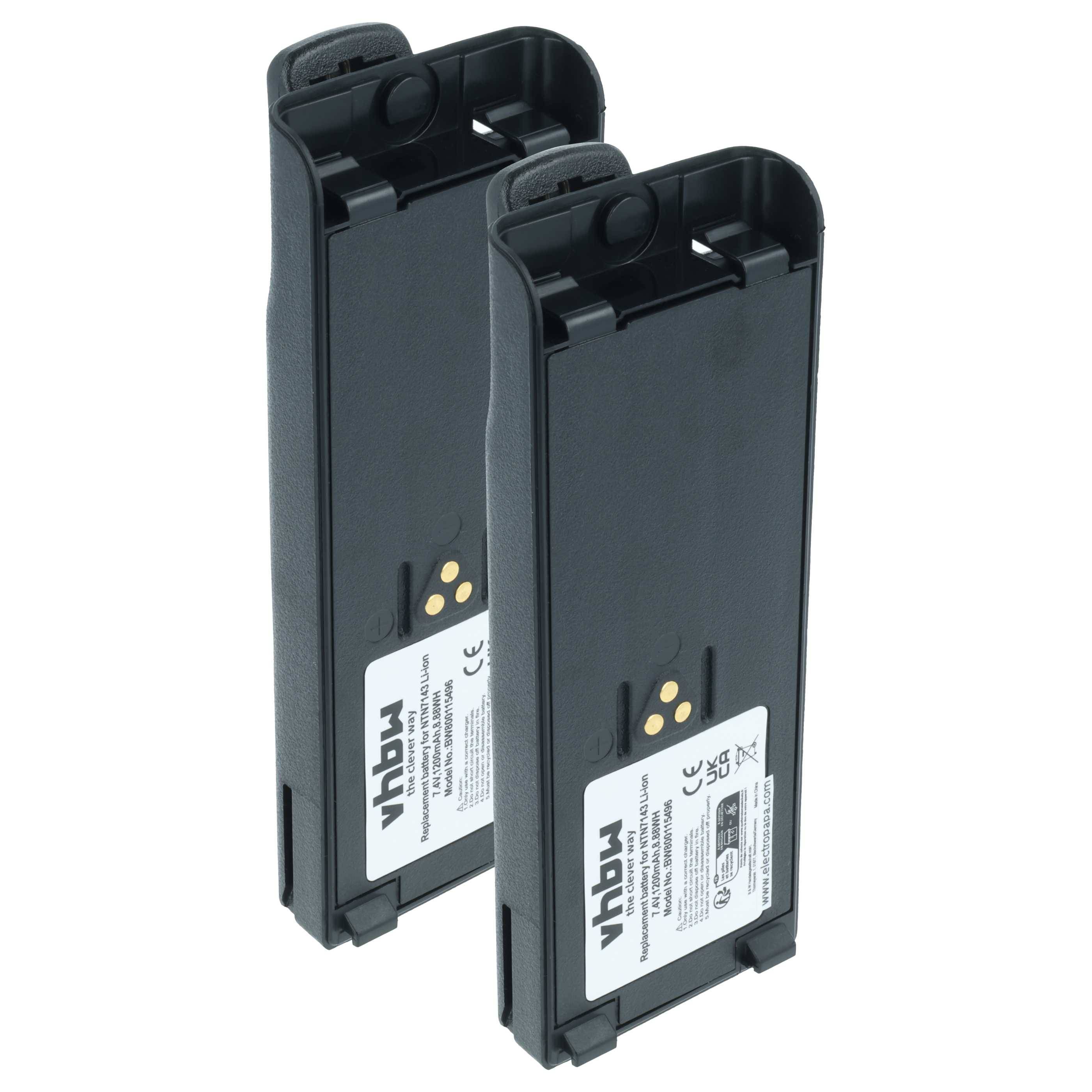 vhbw 2x Akku Ersatz für Motorola NTN7143A, NTN7143, FuG11b, NTN7143R, NTN7143CR, NTN7143B für Funkgerät, Walkie Talkie