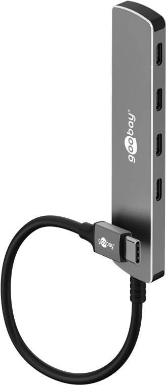 Goobay 74160 USB-C Adapter Multiport Slim USB-C Hub auf 4x USB-C, 4 Ports, 5Gbit/s, Aluminium