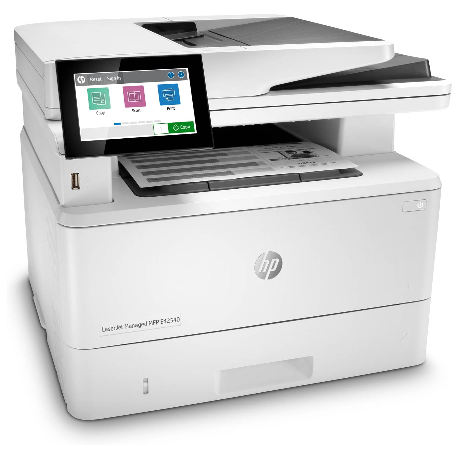 HP LaserJet Managed MFP E42540f, Laser, Monodruck, 1200 x 1200 DPI, A4, Direktdruck, Weiß
