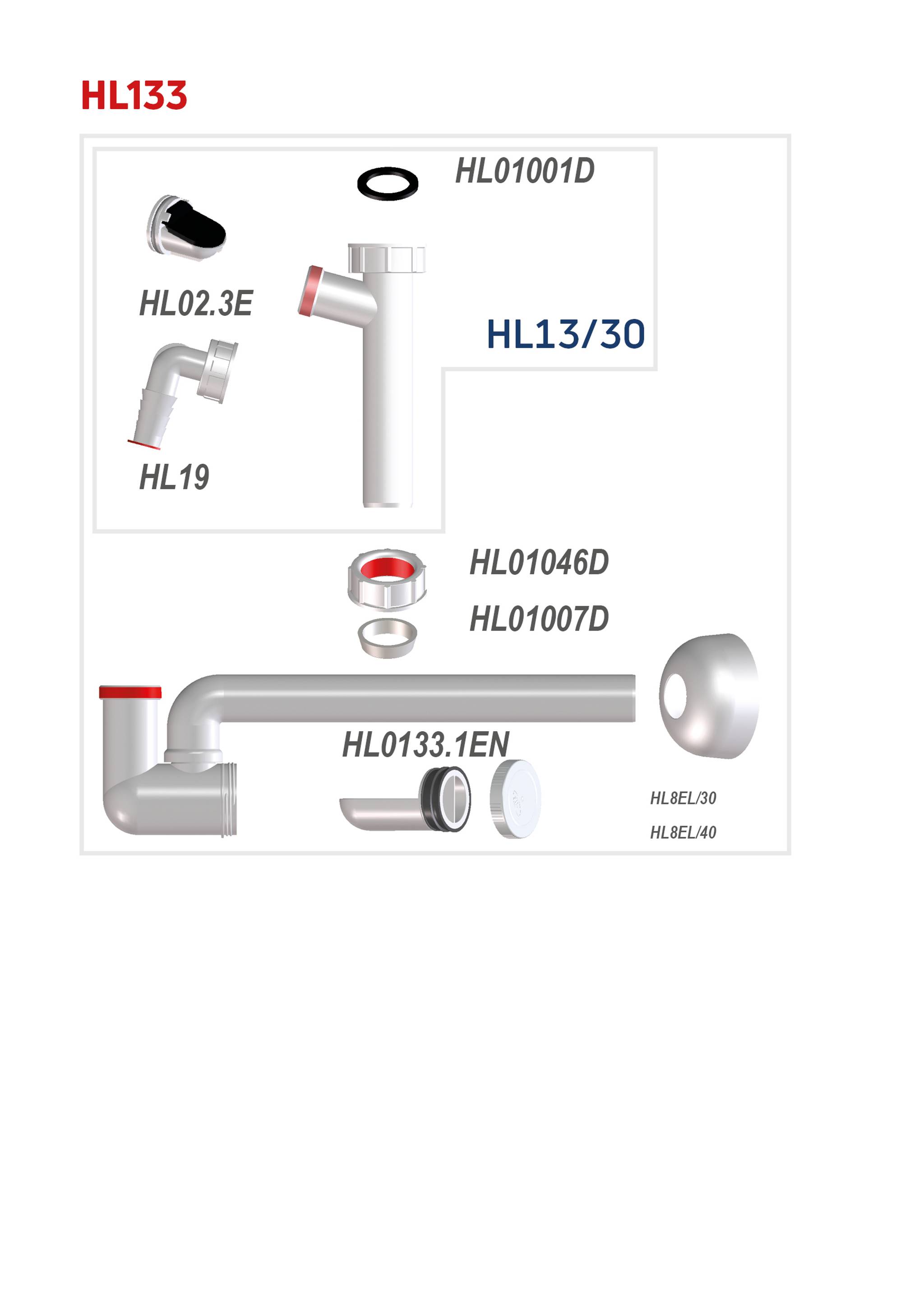 HL Hutterer & Lechner HL133/40 WT-Siphon DN40x5/4 Zoll WG-Anschl. Reinigungseinsatz u. Rosette. Abg.bo, 1 Stk.