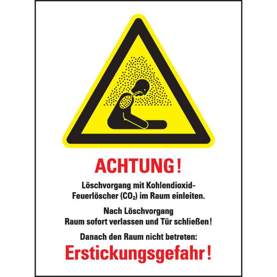 Warn-Kombischild CO²-Feuerlöscher-Löschen im Raum, ISO, Kunststoff, selbstklebend, 300x400mm