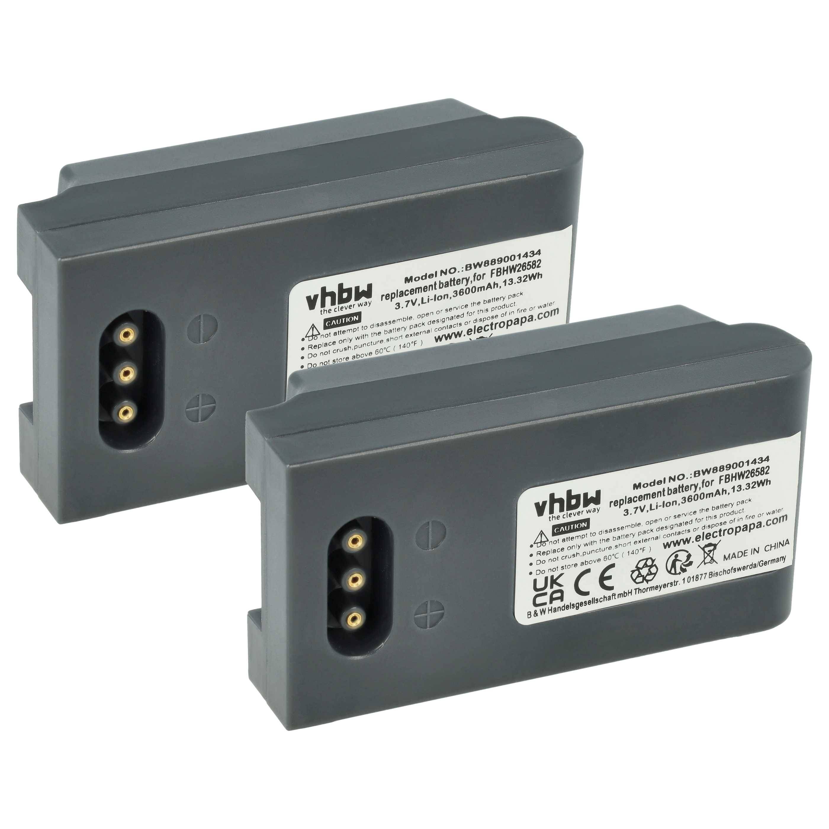 vhbw 2x Akku kompatibel mit Höft & Wessel SKEYE.ALLEGRO, LS SKEYE.INTEGRAL Mobilcomputer PDA Scanner (3600 mAh, 3,7 V