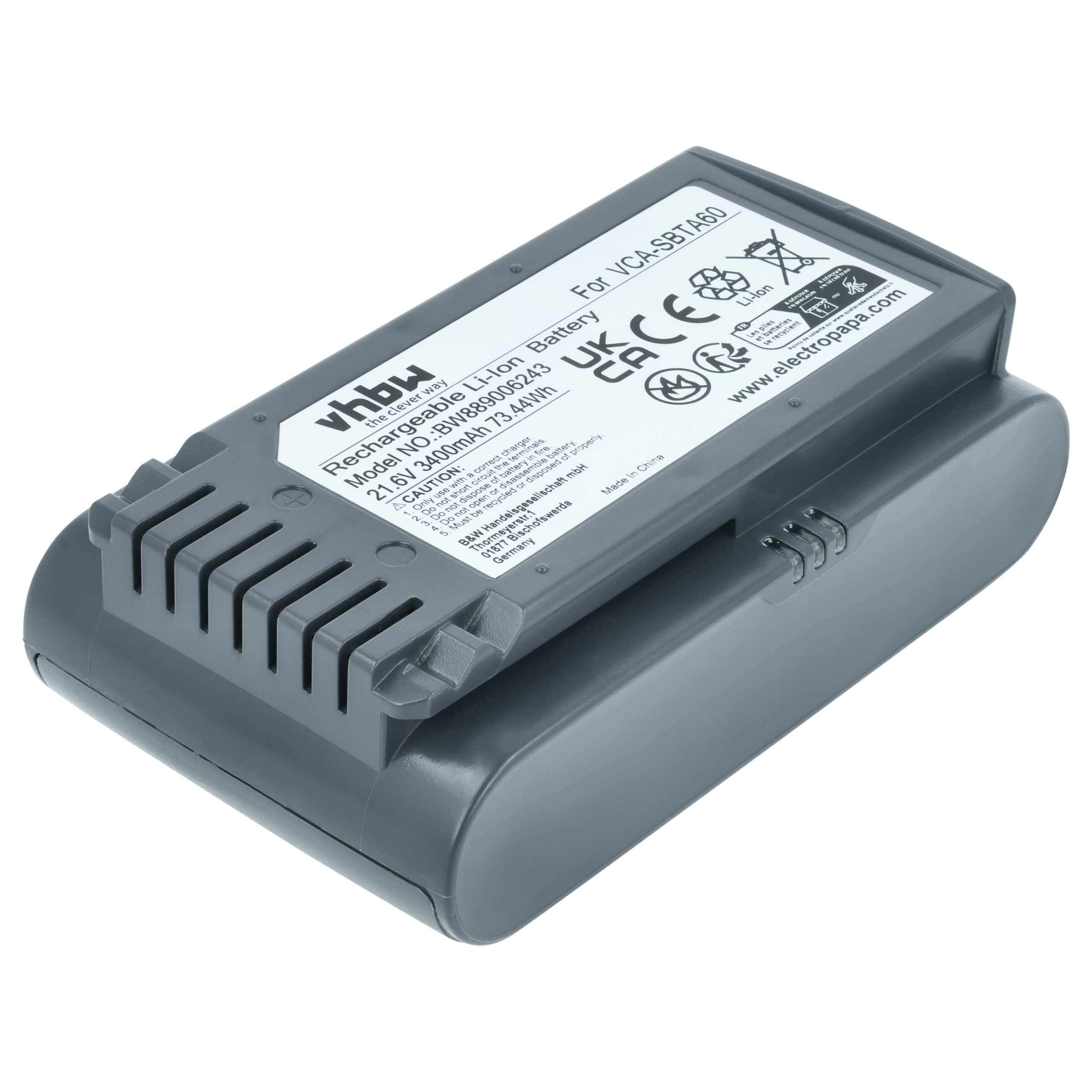 vhbw Akku kompatibel mit Samsung Jet 65, Jet 60 Turbo, VS15A6031R4, Powerstick VS6000, VS15A6031R5, Jet 60 Staubsauger