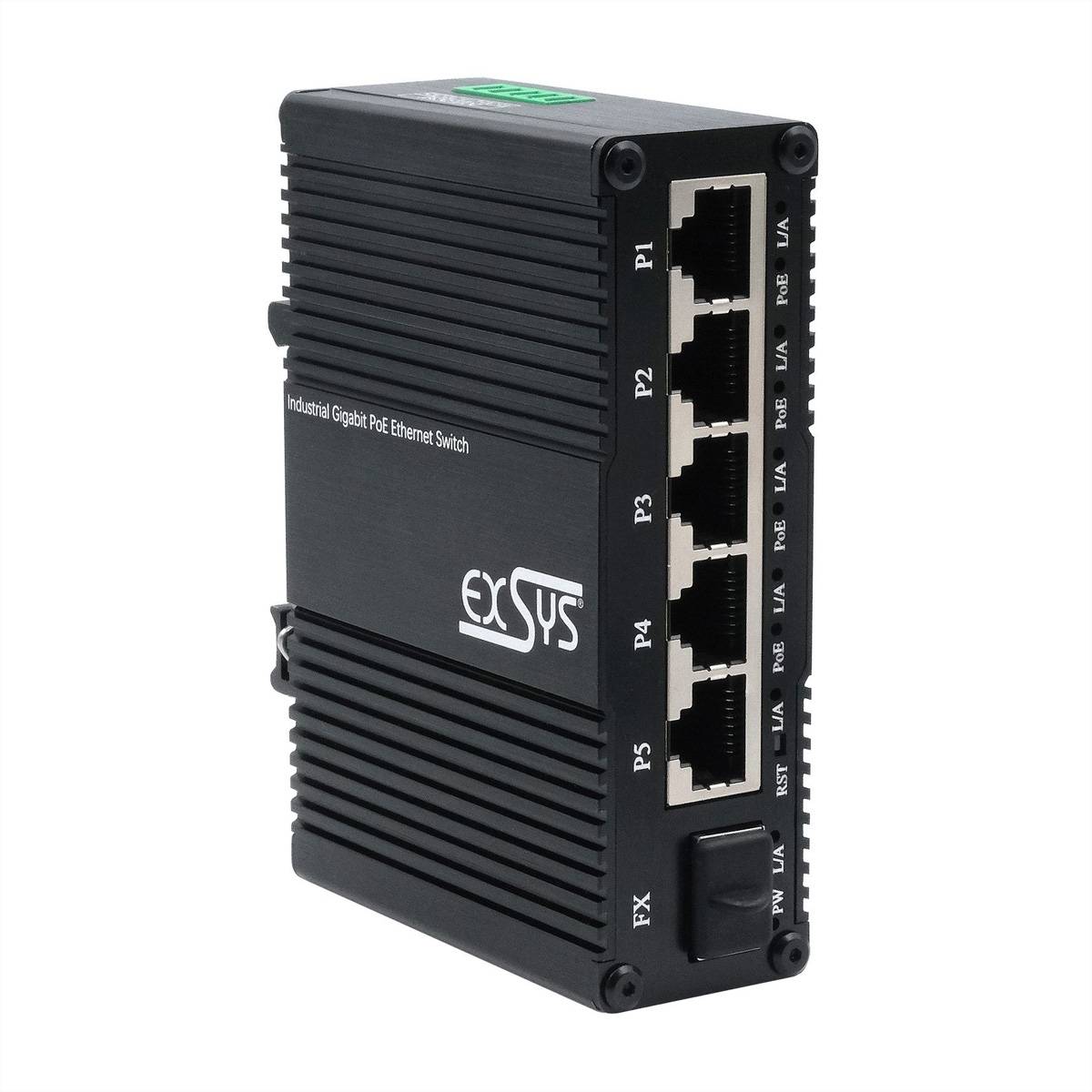 Exsys Switch 5+ Mini Industrie Gigab. 5+1xGigabit SFP PoE+ Web-Managed - Switch - 1 Gbps
