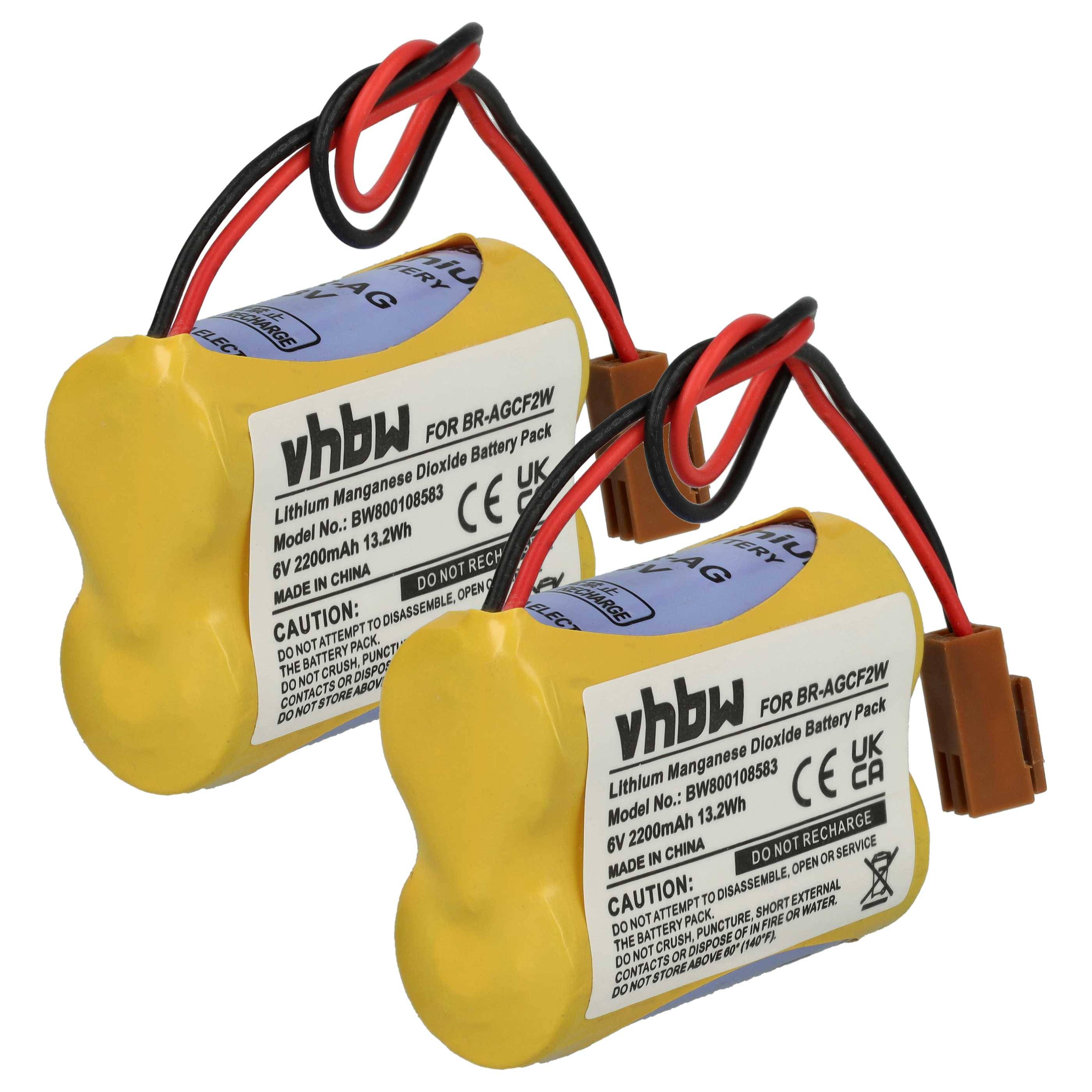 vhbw 2x Akku kompatibel mit GE Fanuc A06B-0177-D106, A06B0177D106 PLC Programmable Logic Controller (2200 mAh, 6 V