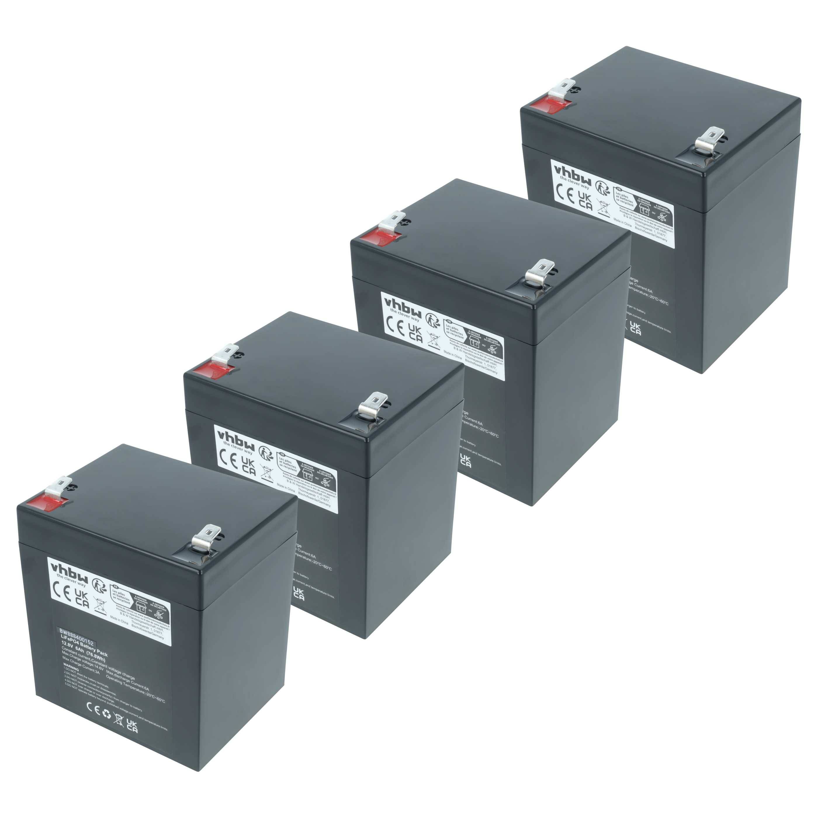 vhbw 4x Akku kompatibel mit APC Smart-UPS RT SURTD3000RMXLI, DLA2200RMI2U Lautsprecher Boxen Speaker (6 Ah, 12,8 V