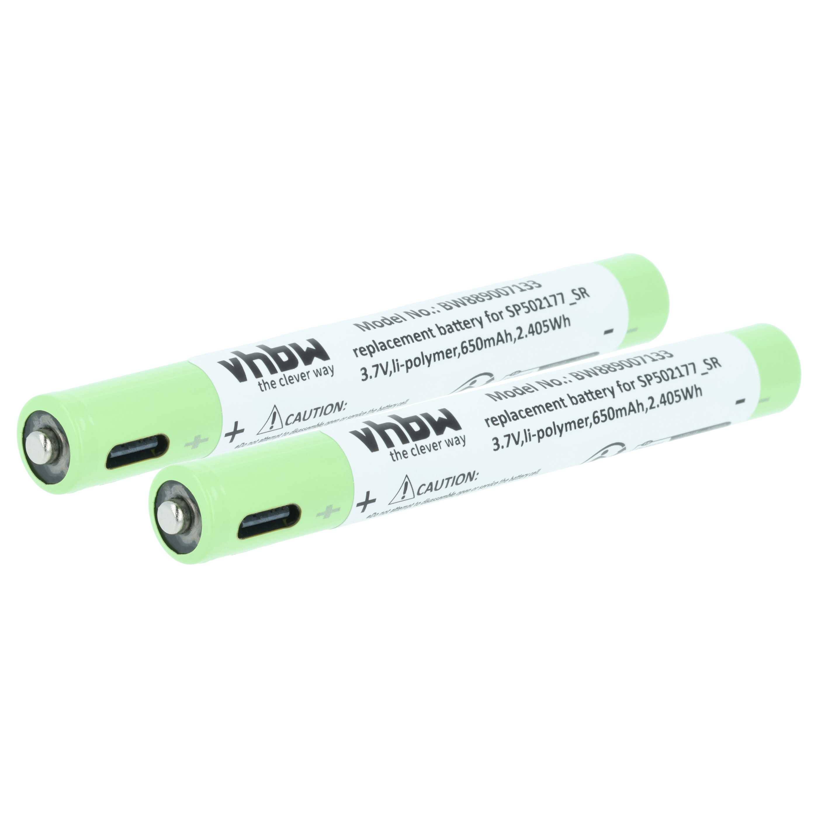 vhbw 2x Akku Ersatz für Ledlenser SP502177_SR für Taschenlampe Kopflampe (650 mAh, 3,7 V, Li-Polymer)