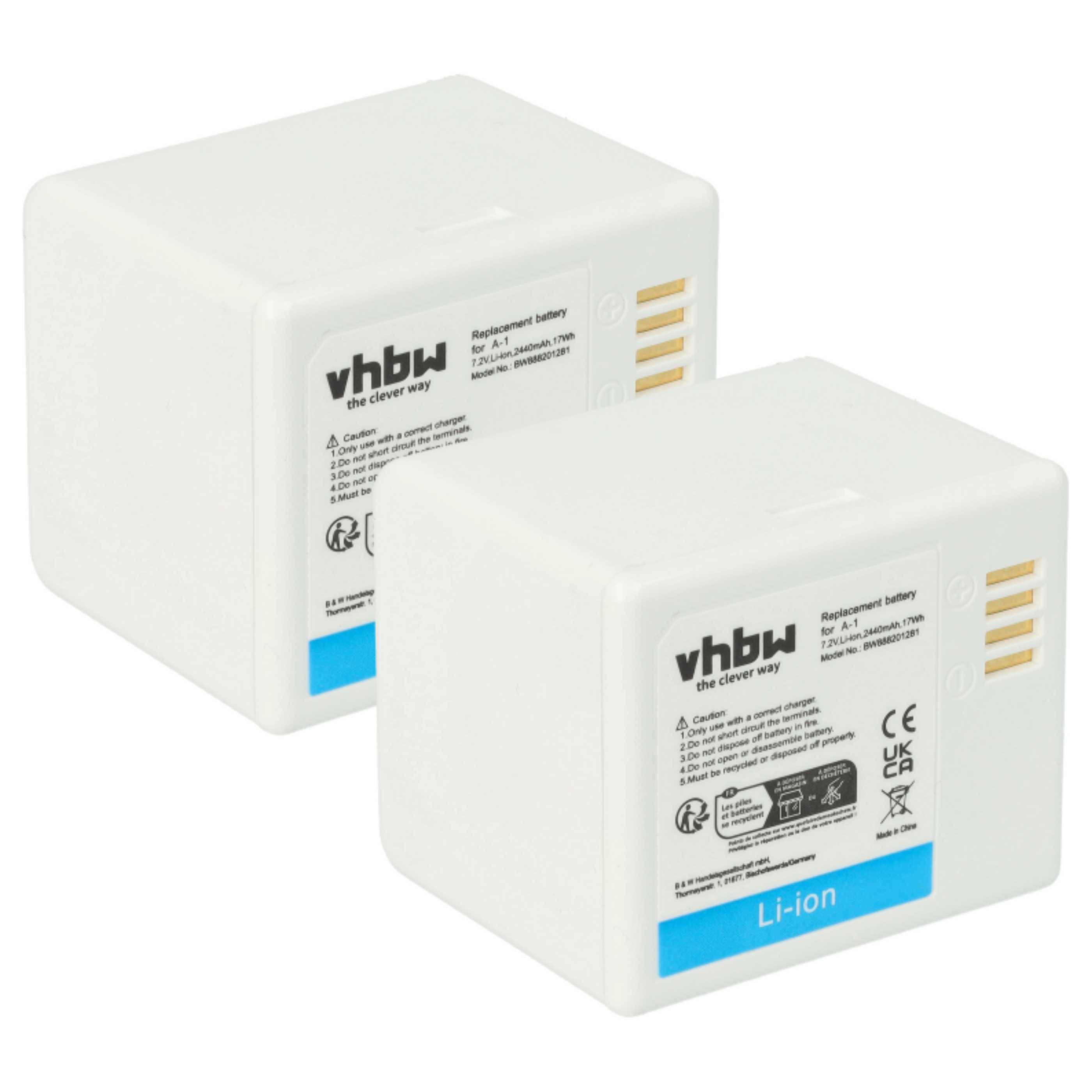 vhbw 2x Akku kompatibel mit Netgear / Arlo VM4030P, Pro, VM4030, Pro 2 Knopfkamera, getarnte Kamera (2200 mAh, 7,2 V