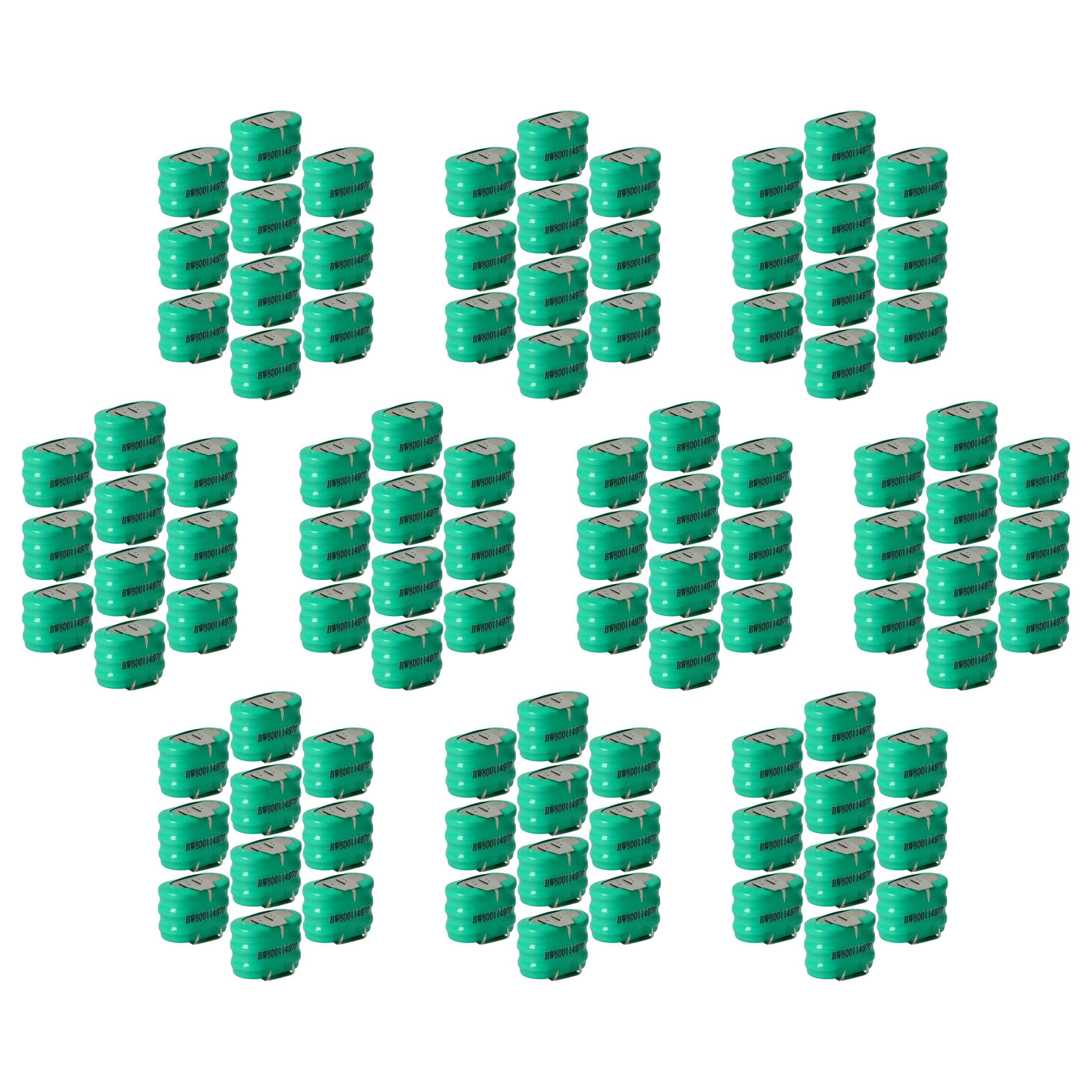 vhbw 100x NiMH Ersatz Knopfzellen-Akku Typ 3/V150H 3-Pins 150mAh 3,6V kompatibel mit Modellbau-Akkus, Solar-Leuchten