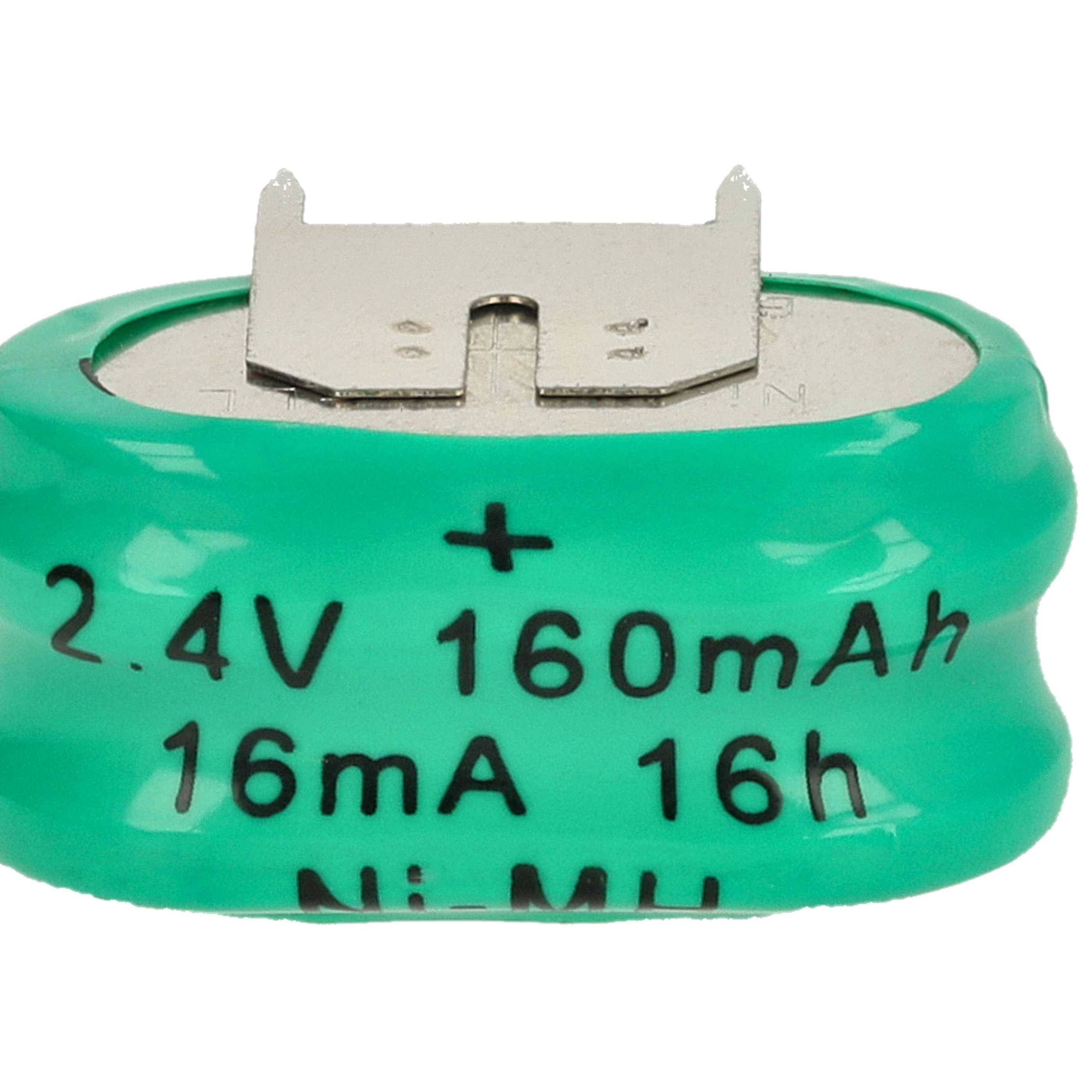 vhbw 100x NiMH Ersatz Knopfzellen-Akku Typ 2/V150H 3-Pins 150mAh 2,4V kompatibel mit Modellbau-Akkus, Solar-Leuchten