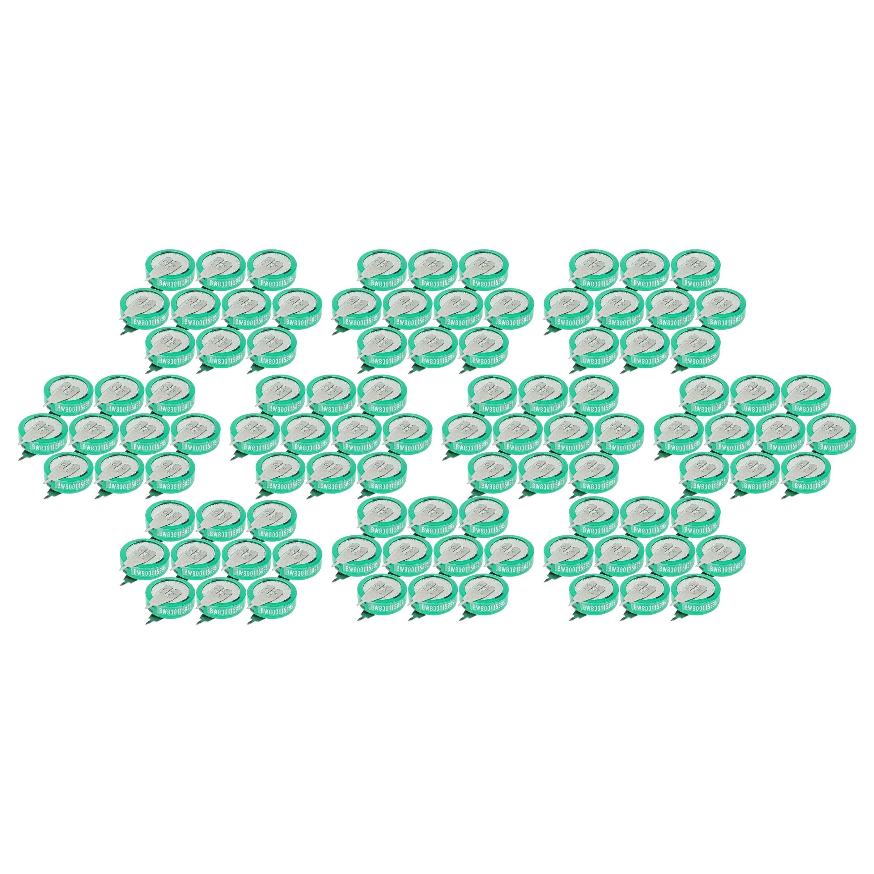 vhbw 100x NiMH Ersatz Knopfzellen-Akku Typ 1/V80H 2-Pins 80mAh 1,2V kompatibel mit Modellbau-Akkus, Solar-Leuchten uvm.