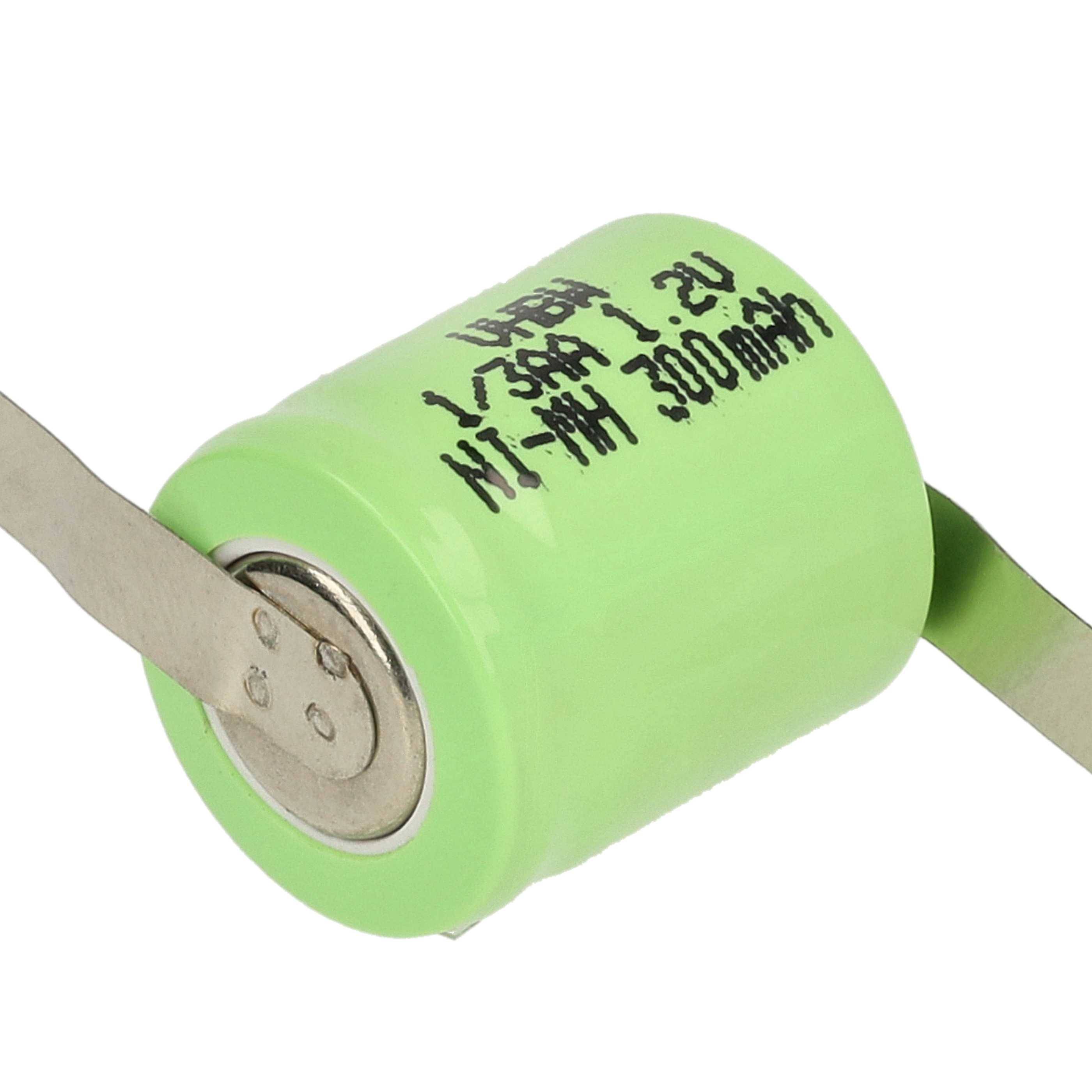 vhbw 100x NiMH Ersatz Knopfzellen-Akku Typ 1/3AA 300mAh 1,2V kompatibel mit Modellbau-Akkus, Solar-Leuchten uvm.