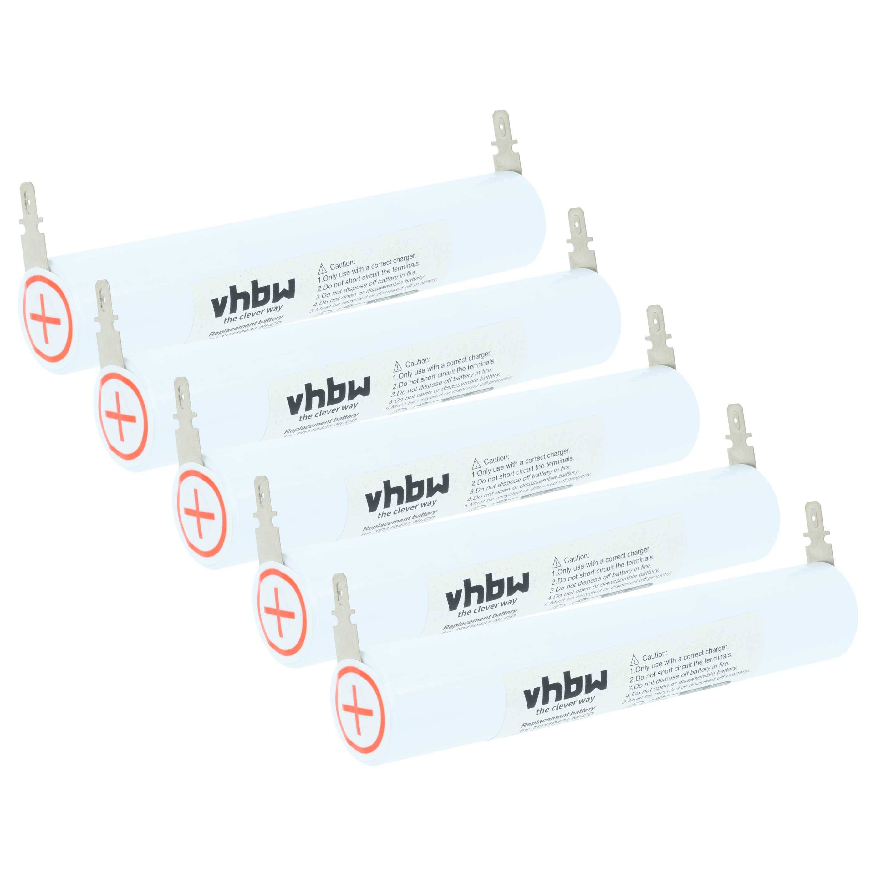 vhbw 5x Akku kompatibel mit Schneider 758005, 263487, 391859, 134896, 186002 Fluchtweg, Notfallbeleuchtung (2000 mAh, 3