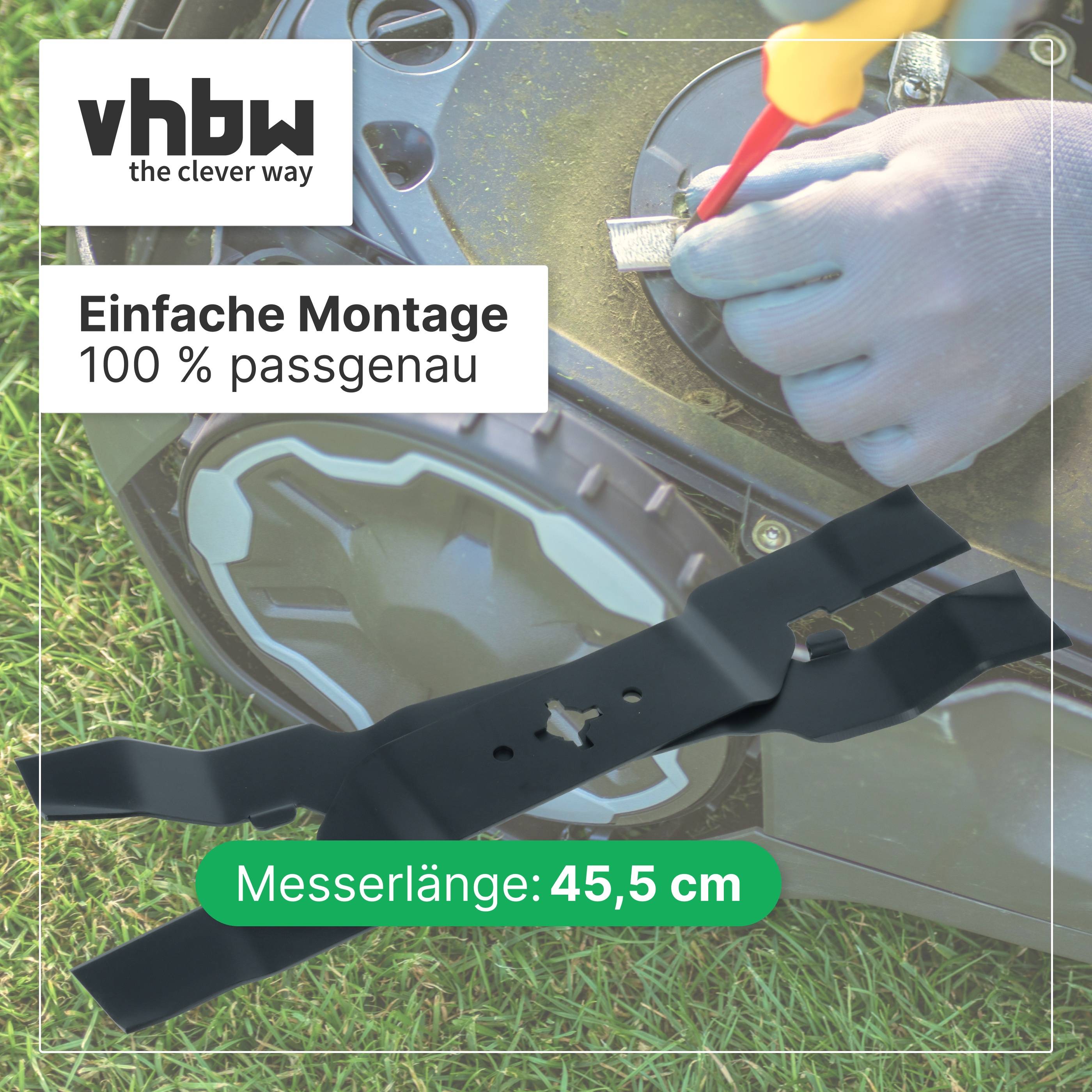 vhbw Ersatz-Messer Ersatz für Stihl 63567609900 für Rasenmäher | Ersatzklinge Schwarz, Stahl