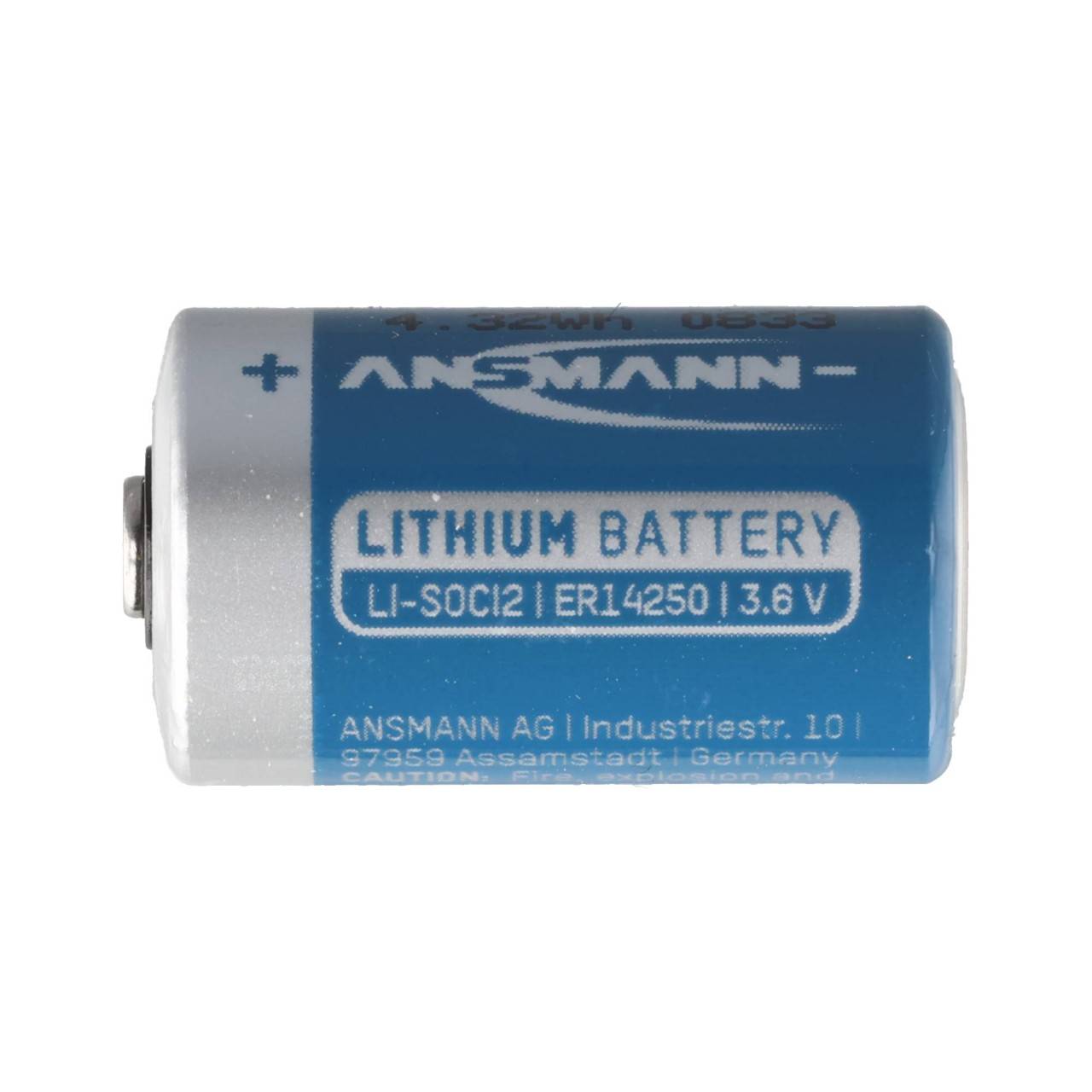 Lithium Batterie 3.6Volt, ER14250-1/2AA, 25,2x14,5mm, Einweg-Batterie