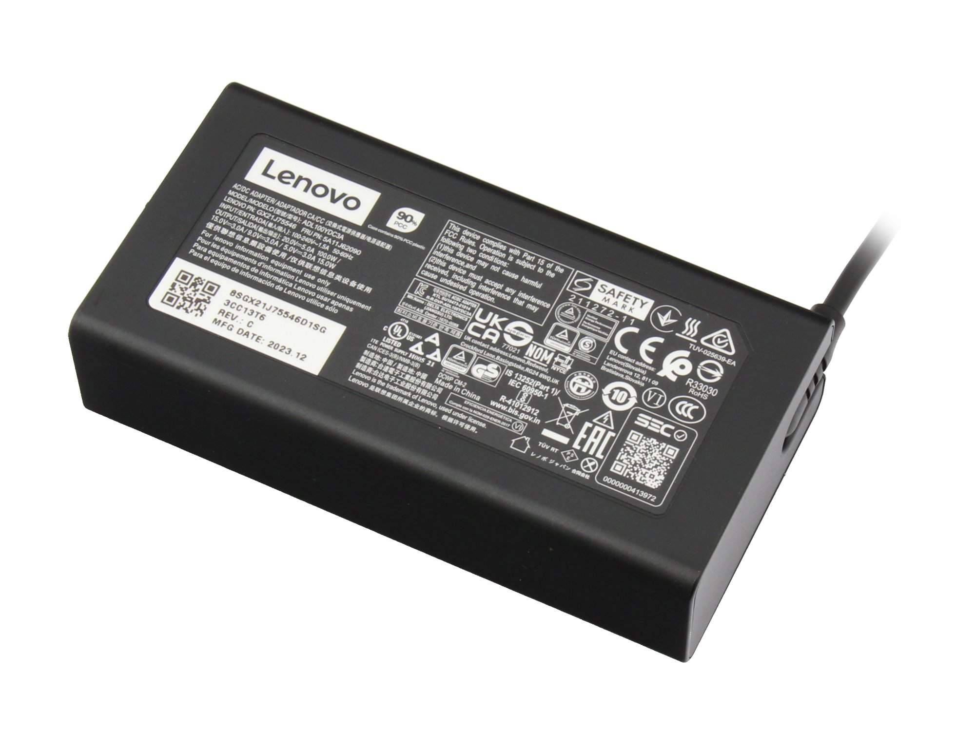 LENOVO - AC Adapter USB-C PD 100W 20/15/9/5V 3P WW LTN
