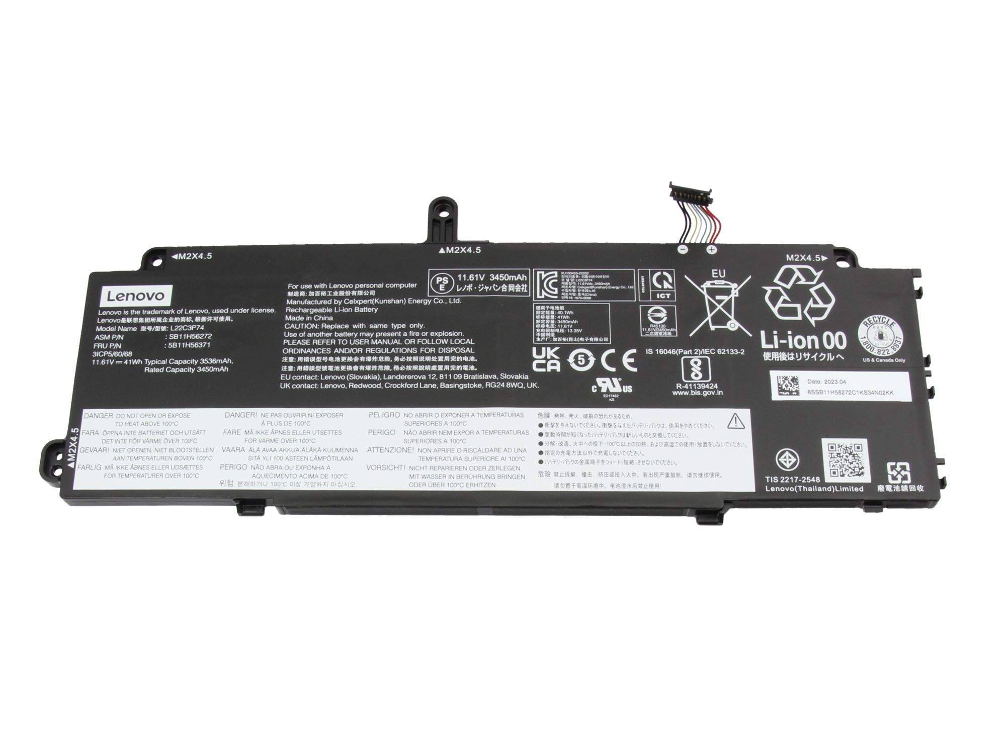 Lenovo 5B11H56372 Akku 3 Cell 41Wh intern X13 Gen 4 Yoga 4... - Akku - 3.536 mAh