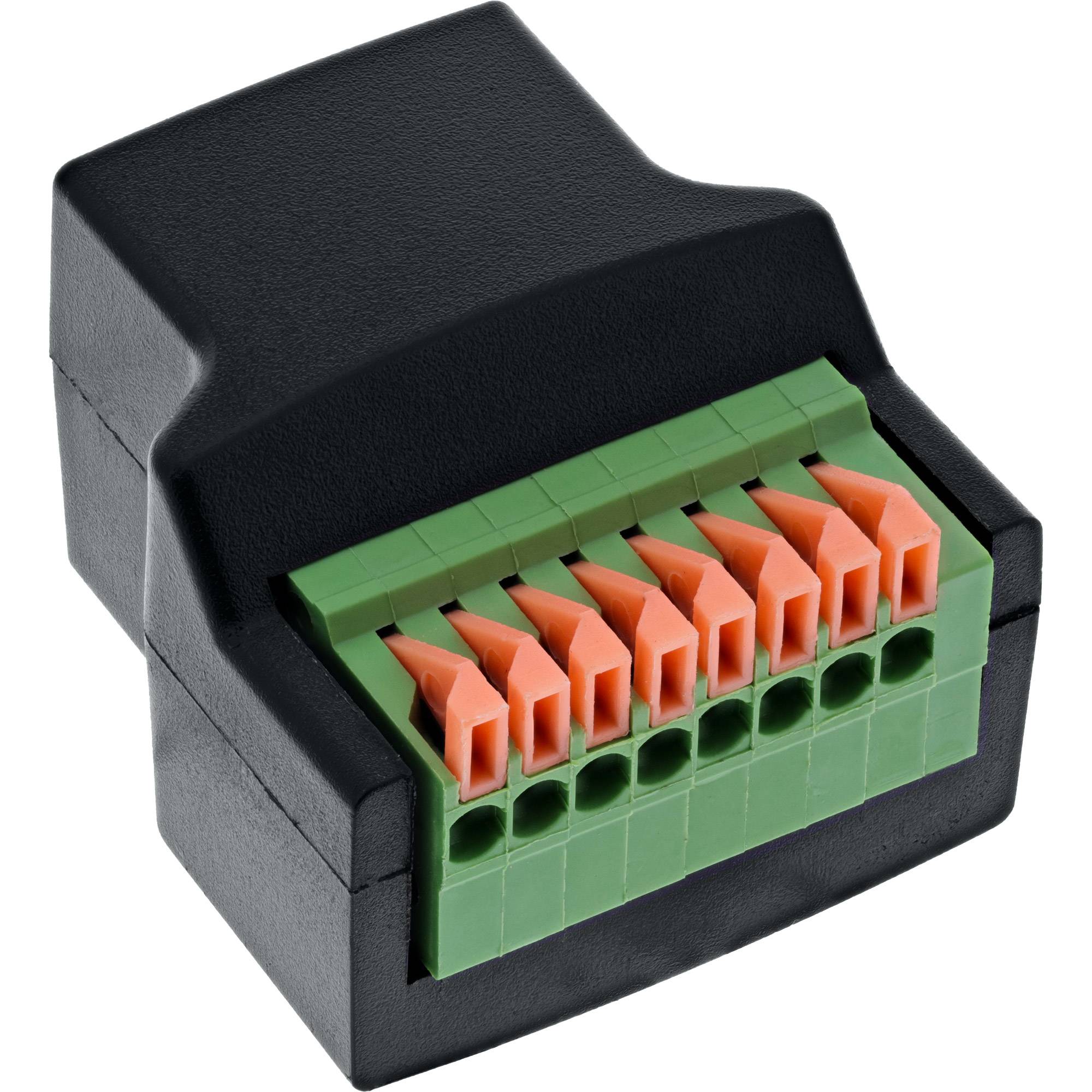 InLine® RJ45 Buchse an Terminalblock, 8pol, Push-In-Klemme Adapter / Konverter Terminalblock