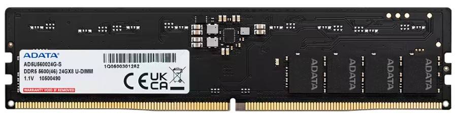 ADATA AD5U560024G-S, 24 GB, 1 x 24 GB, DDR5, 288-pin DIMM, Schwarz