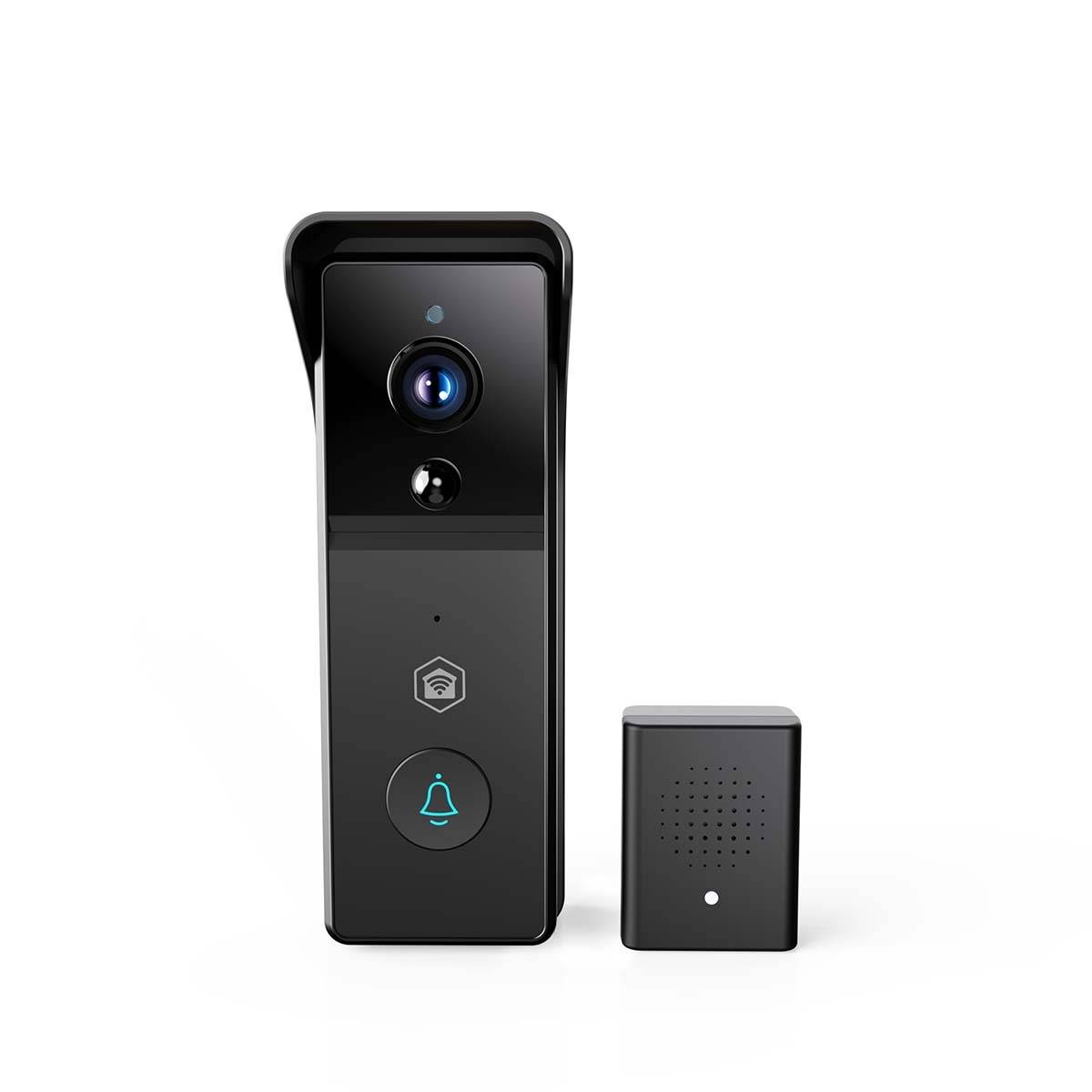 WLAN Videotürklingel 3MP 1296p IPX44 mit USB-Gong 4400mAh Schwarz