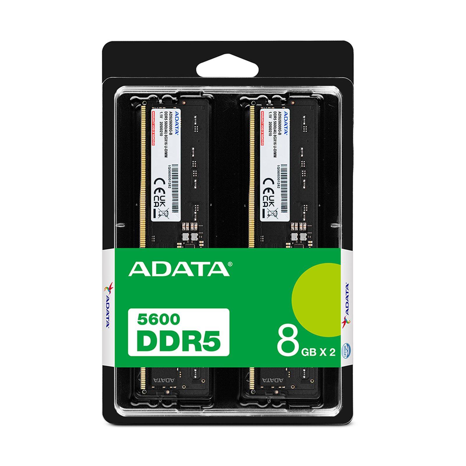 ADATA DDR5 5600 U-DIMM, 8 GB, 2 x 4 GB, DDR5, 5600 MHz, 288-pin DIMM