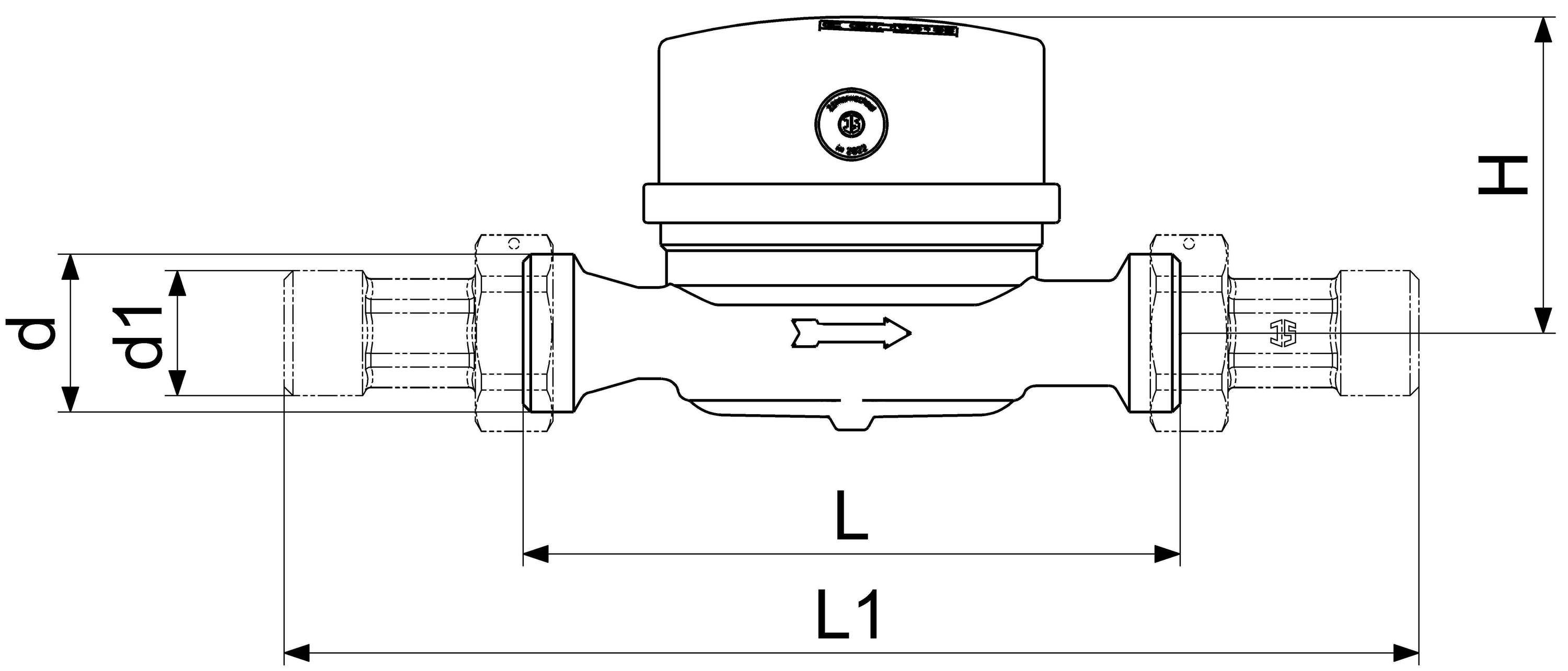 JS EINSTRAHLZAEHLER ETK BIS 30 GRAD, Q3=2, 5, AG 3/4", 110MM