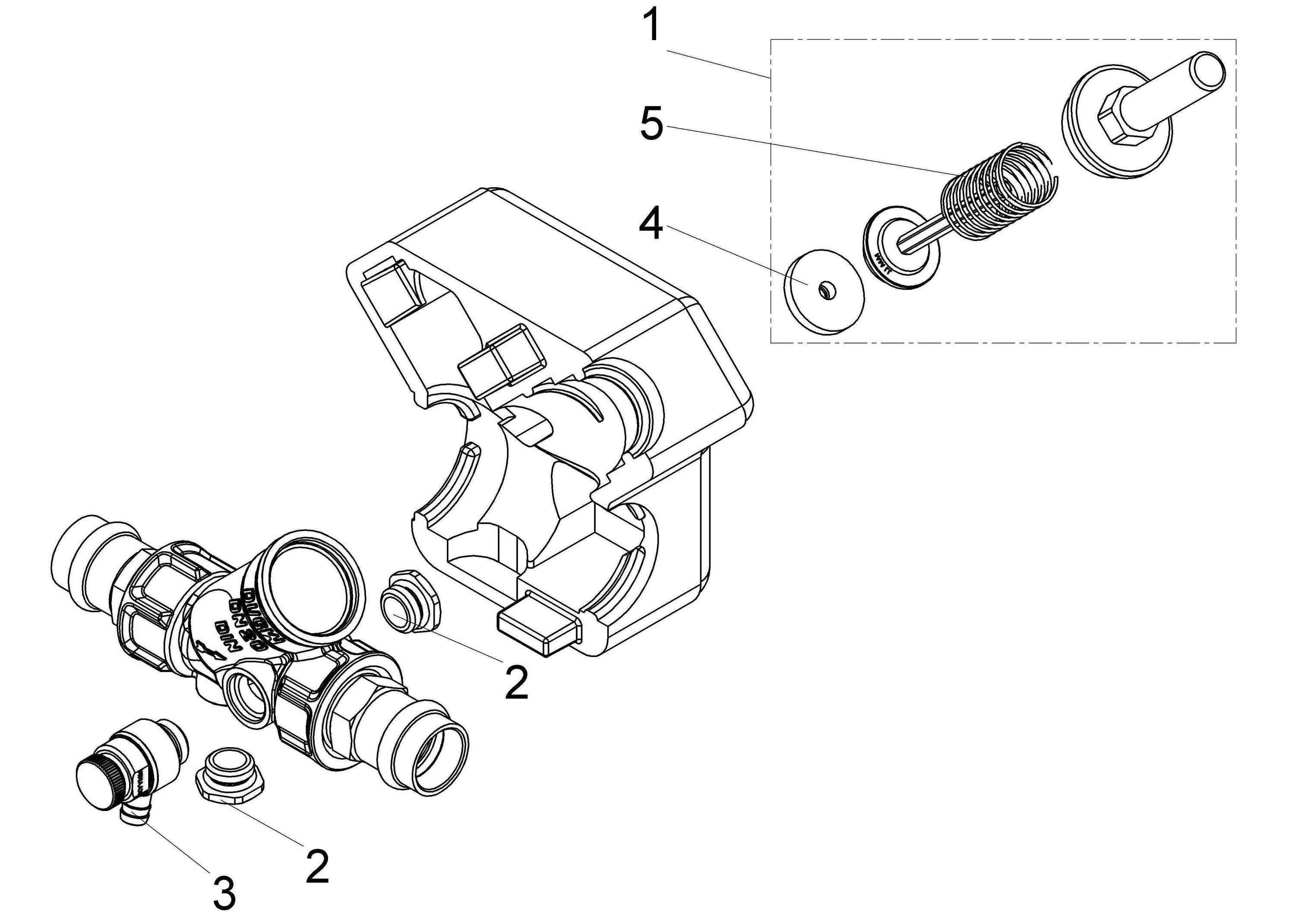 Schlösser Armaturen JS Rückflussverhinderer DN20, Entleerung, Press 18 mm, DVGW geprüft