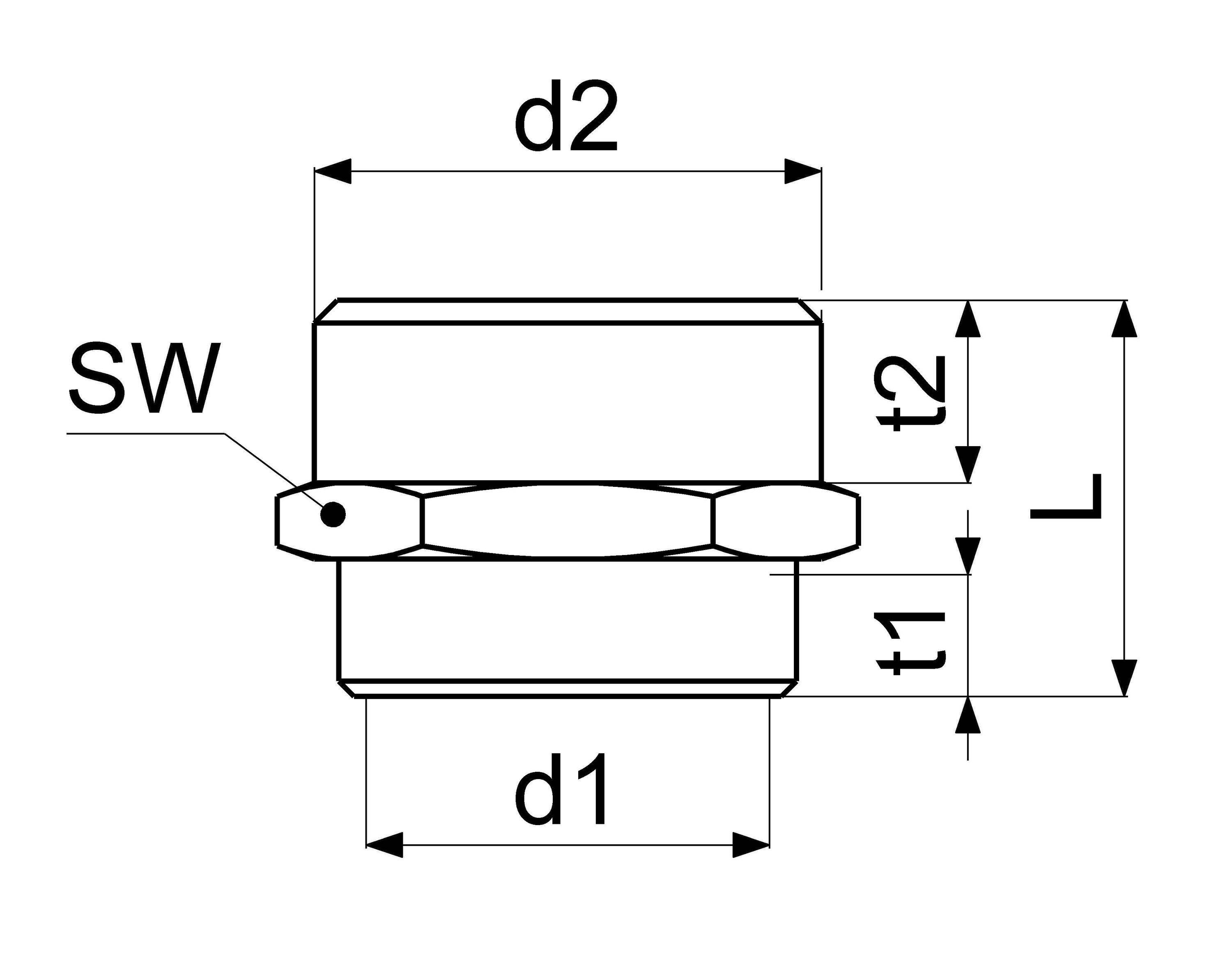 Schlösser Reduziernippel 3/4" IG x 1" AG, flachdichtend, Messing
