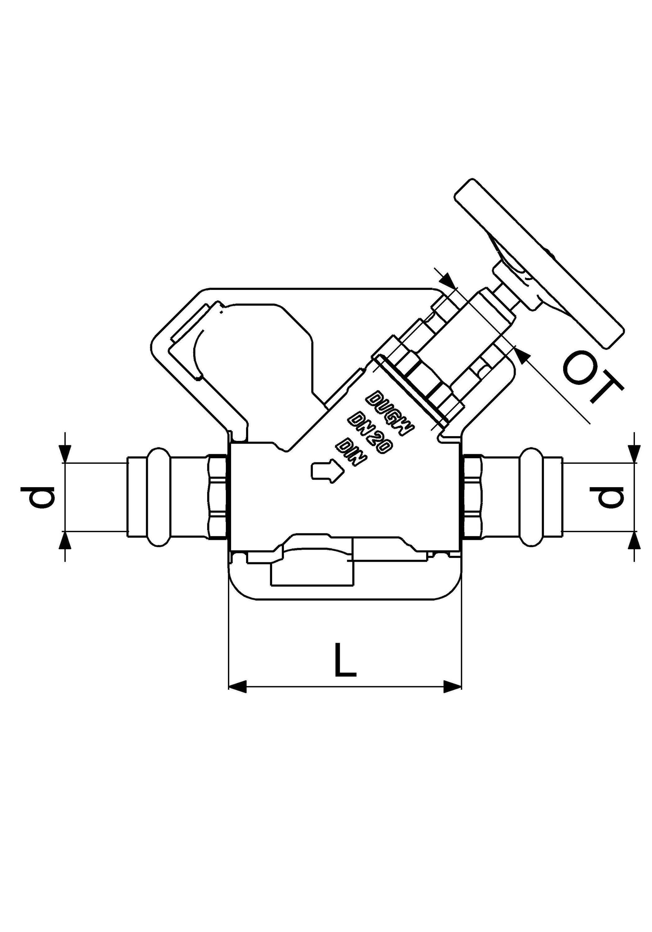 Schlösser Armaturen FREISTROMVENTIL, PRESSANSCHL.IG O.ENTL, ST.SP, M.DS, DN20, PR22, DVGW