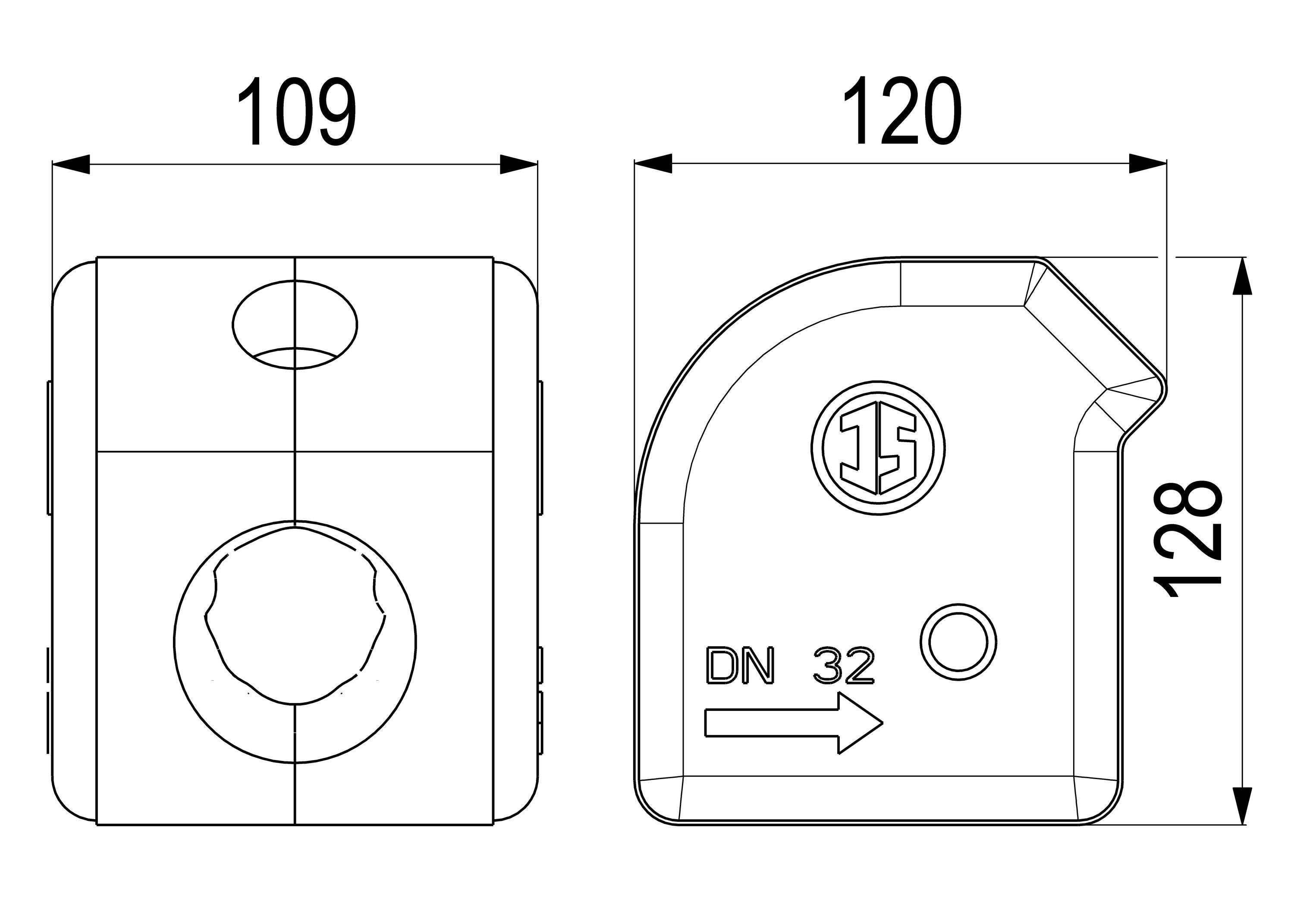 JS Dämm-Schale für Freistrom- und KFR-Ventil mit Innengewinde DN32, 1 Stück