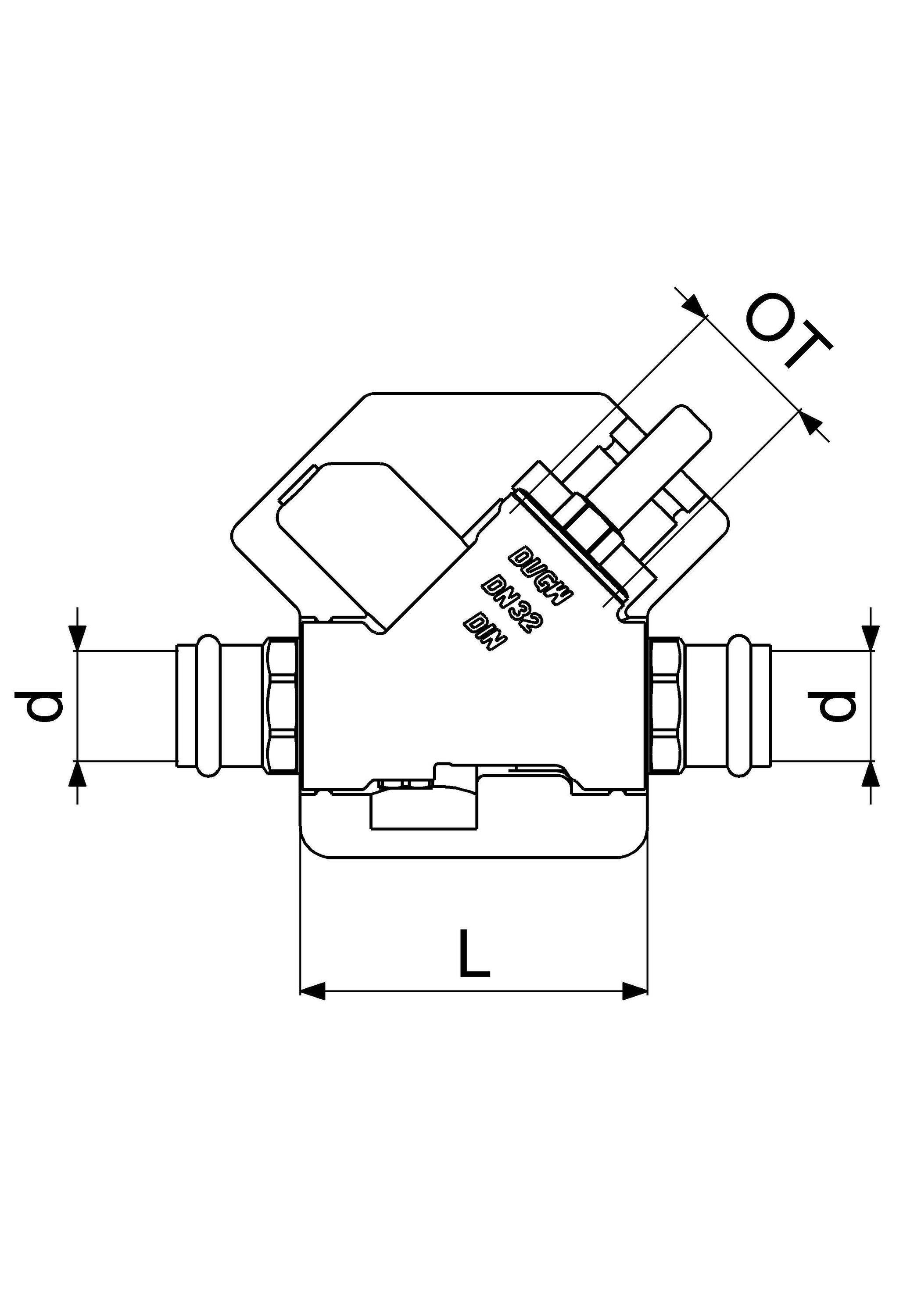 Schlösser Armaturen JS Rückflussverhinderer DN32, Press 35 mm, ohne Entleerung, DVGW geprüft