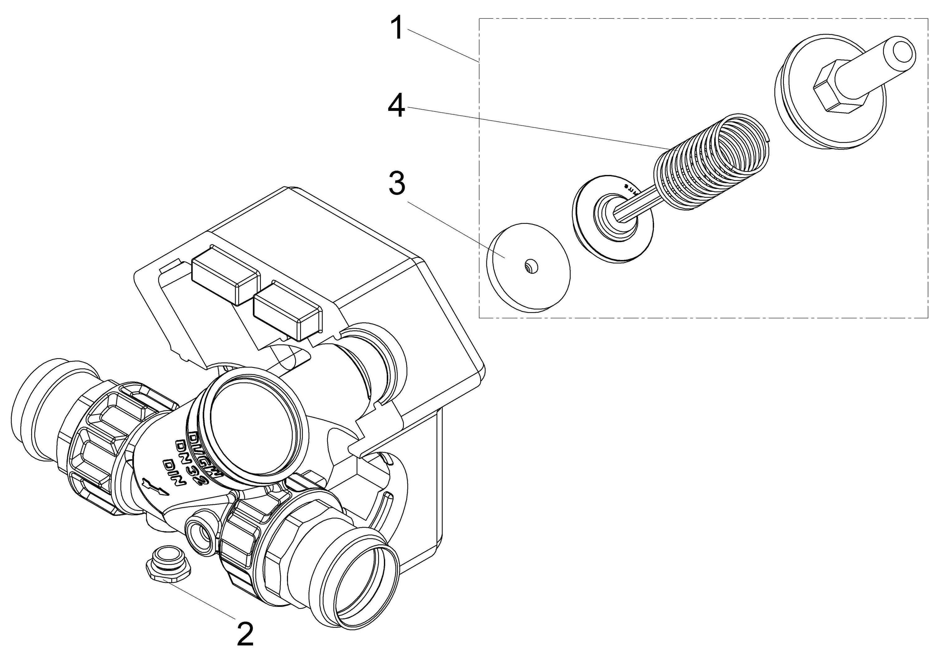 Schlösser Armaturen JS Rückflussverhinderer DN32, Press 35 mm, ohne Entleerung, DVGW geprüft