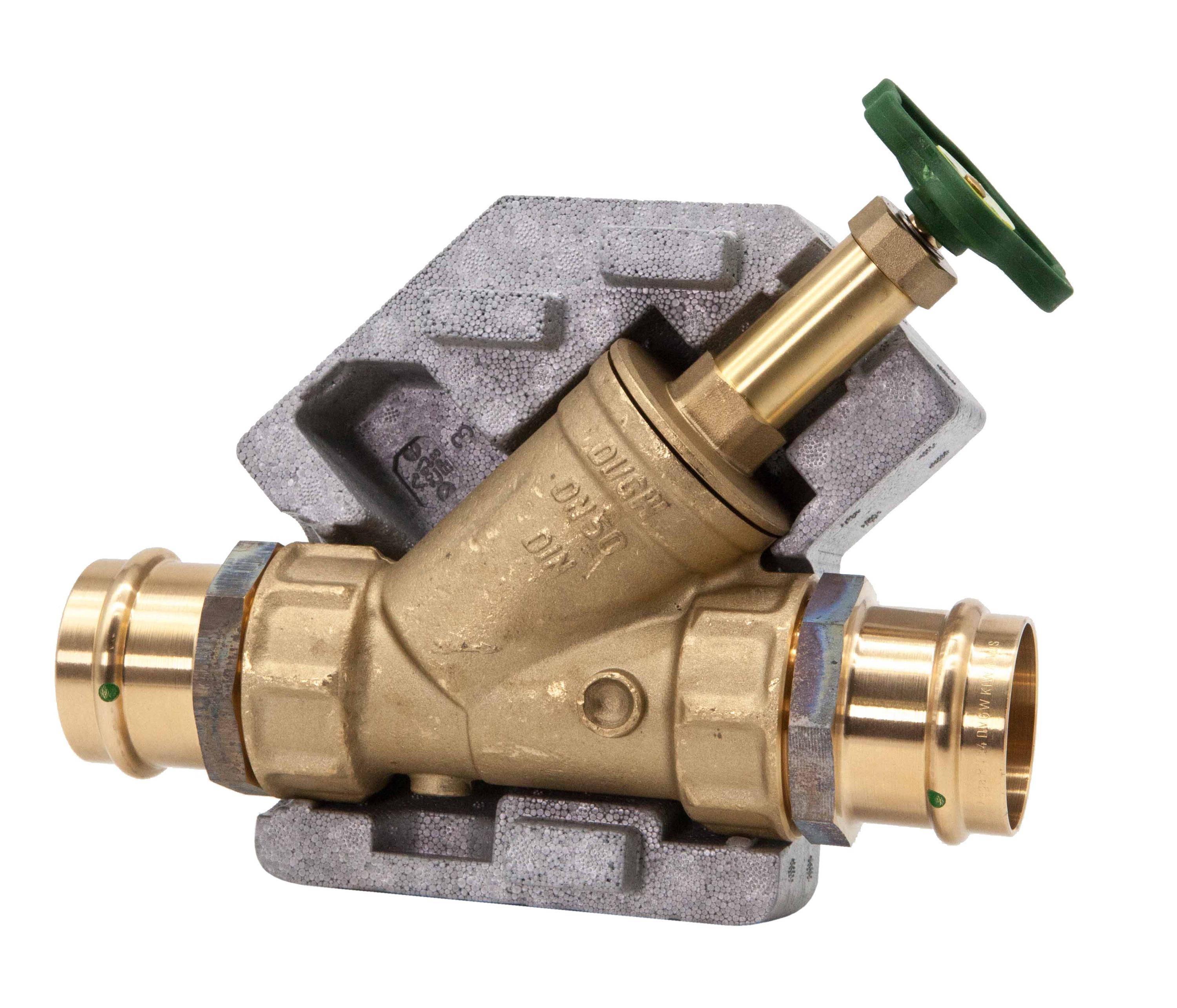 Schlösser Armaturen JS Freistromventil DN50, Pressanschluss 54 mm, Innengewinde, ohne Entleerung, mit Dämm­schale