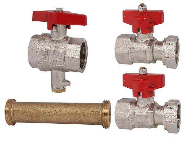 Schlösser Armaturen EINBAUSATZ1 F.WMZ, BEST. AUS: 1xPASSSTCK, 3xKUGELH, DN20, BL130MM