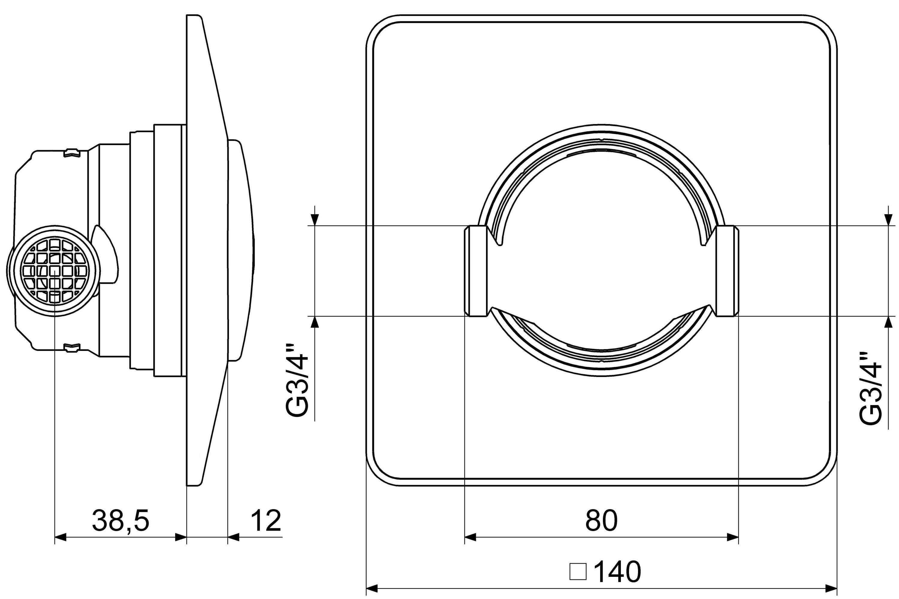 Schlösser Unterputz-Zählereinsatz, Bauart UETK, bis 30 Grad C, Dauerdurchfluss Q3 2,5m3/h, mit Rosette