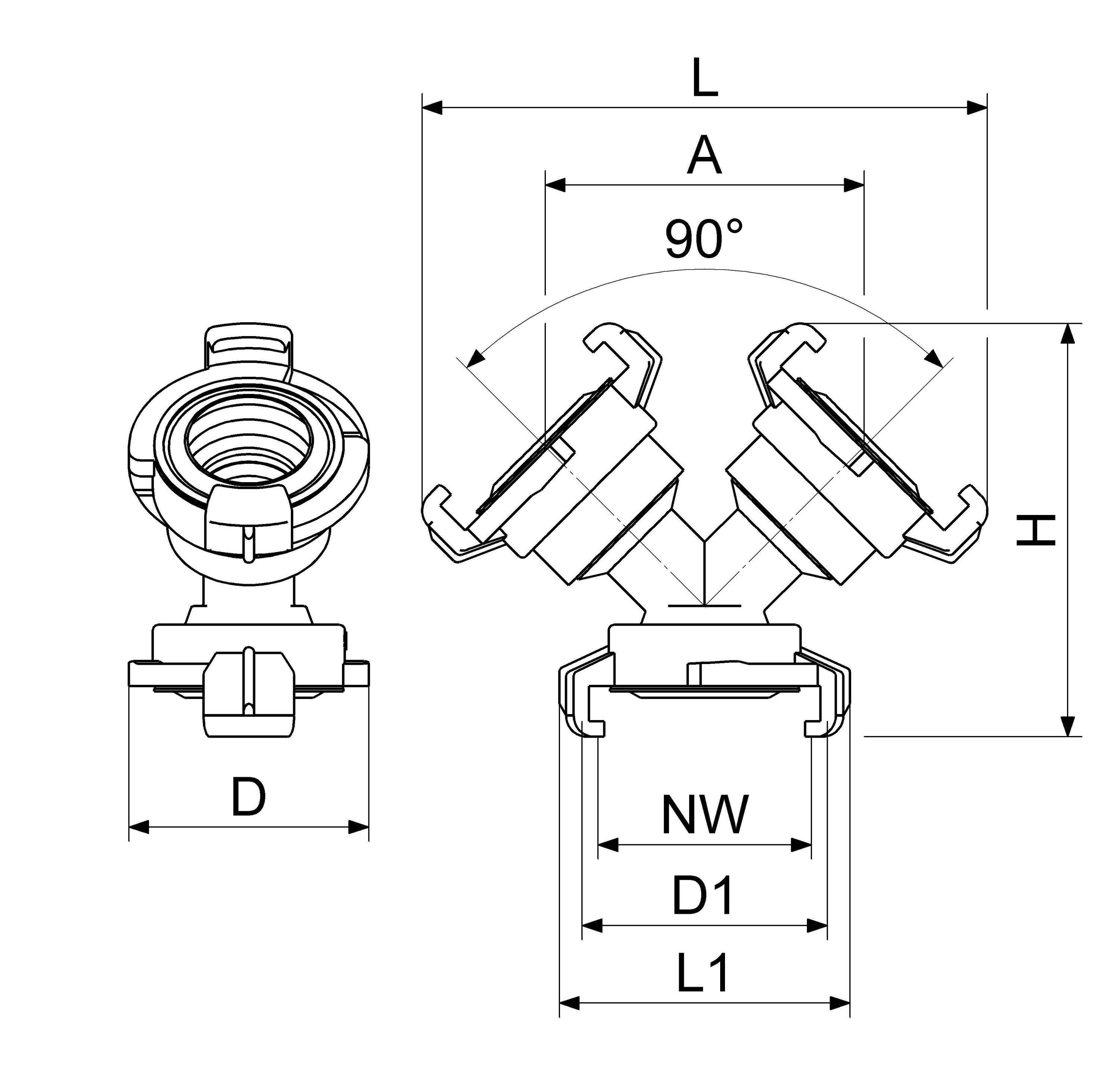 Schlösser Y-Verteiler komplett mit drei Schnellkupplungen, KTW und W270