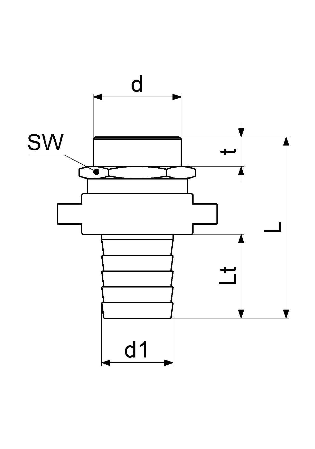 Schlösser Standrohrverschraubung, 1 1/4" AG, 3-teilig, flachdichtend, Messing