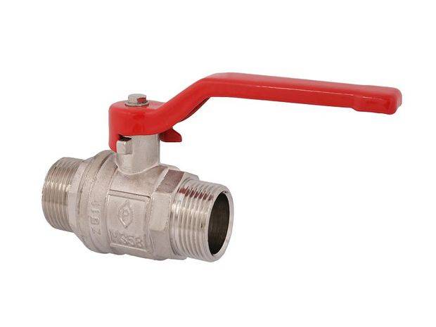 JS KUGELHAHN, VOLLER DURCHG, DN10 AGxAG3/8", 54MM, STAHLGR.ROT, VERNI.