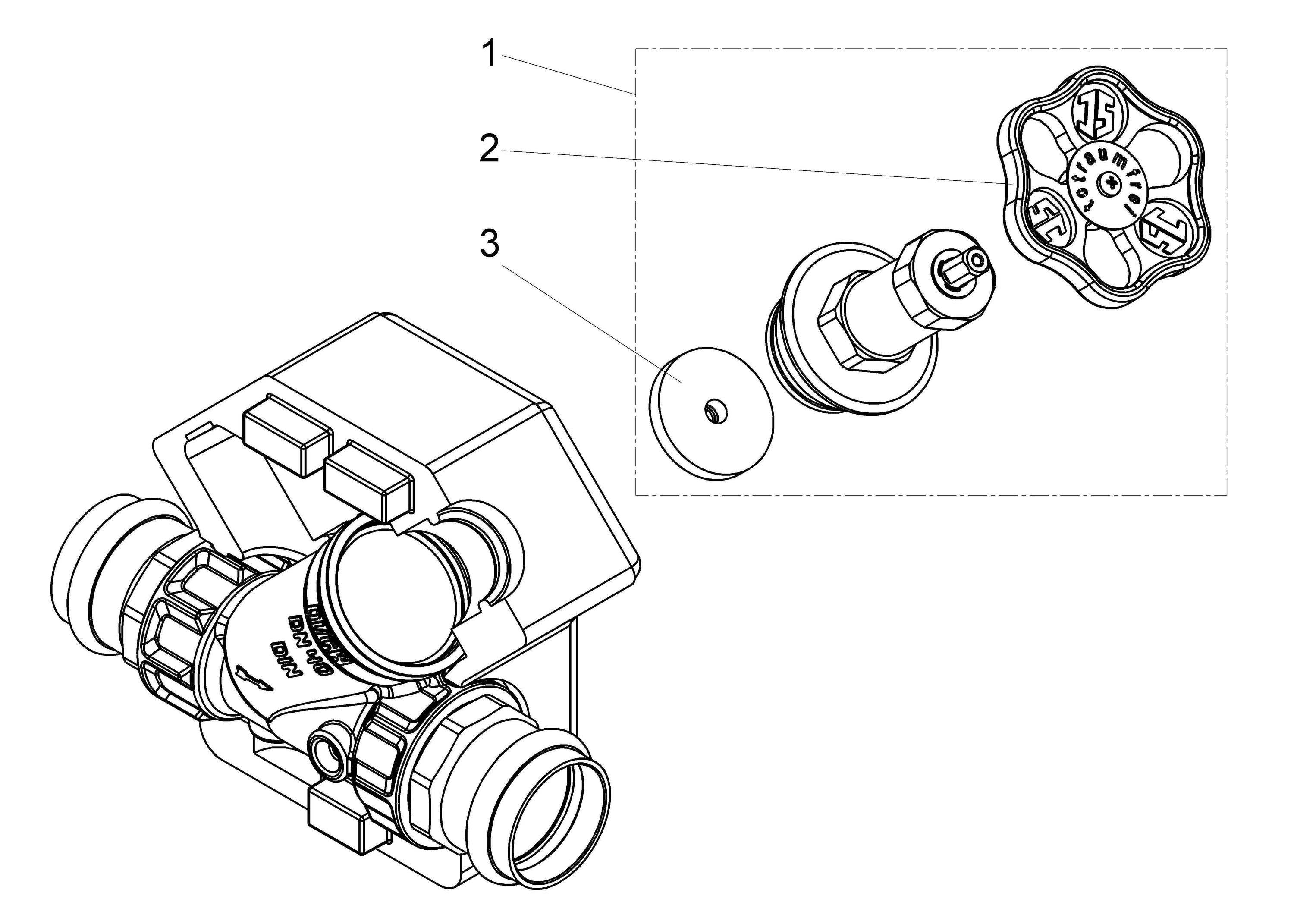 Schlösser Armaturen JS Freistromventil DN40, Pressanschluss 42 mm, Innengewinde, ohne Entleerung, DVGW geprüft