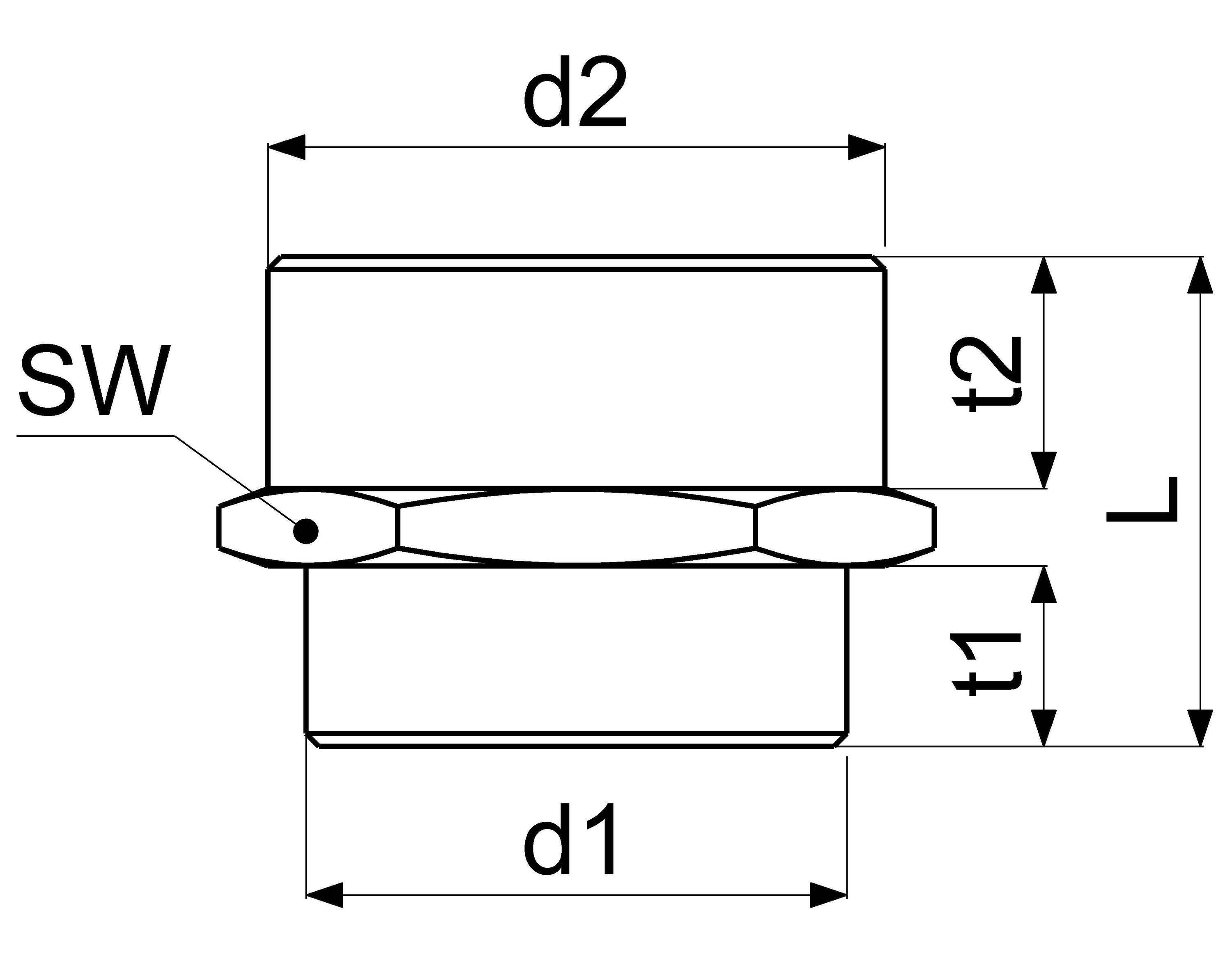 JS RÉDUCTION MANCHON AGxAG JOINT PLAT, 1 1/4"x1 1/2", LAITON