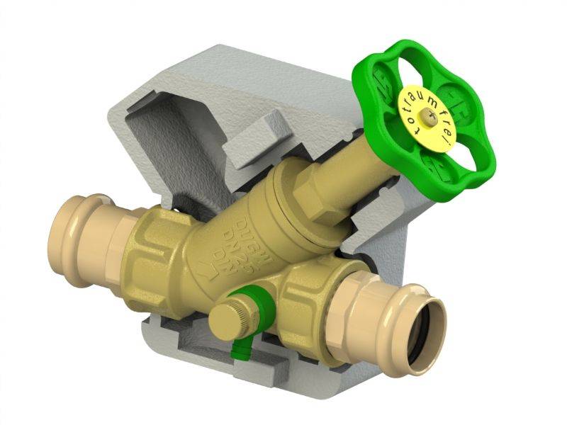 Schlösser Armaturen JS Freistromventil DN40, 42 mm Pressanschluss IG, Entleerung, DVGW-geprüft
