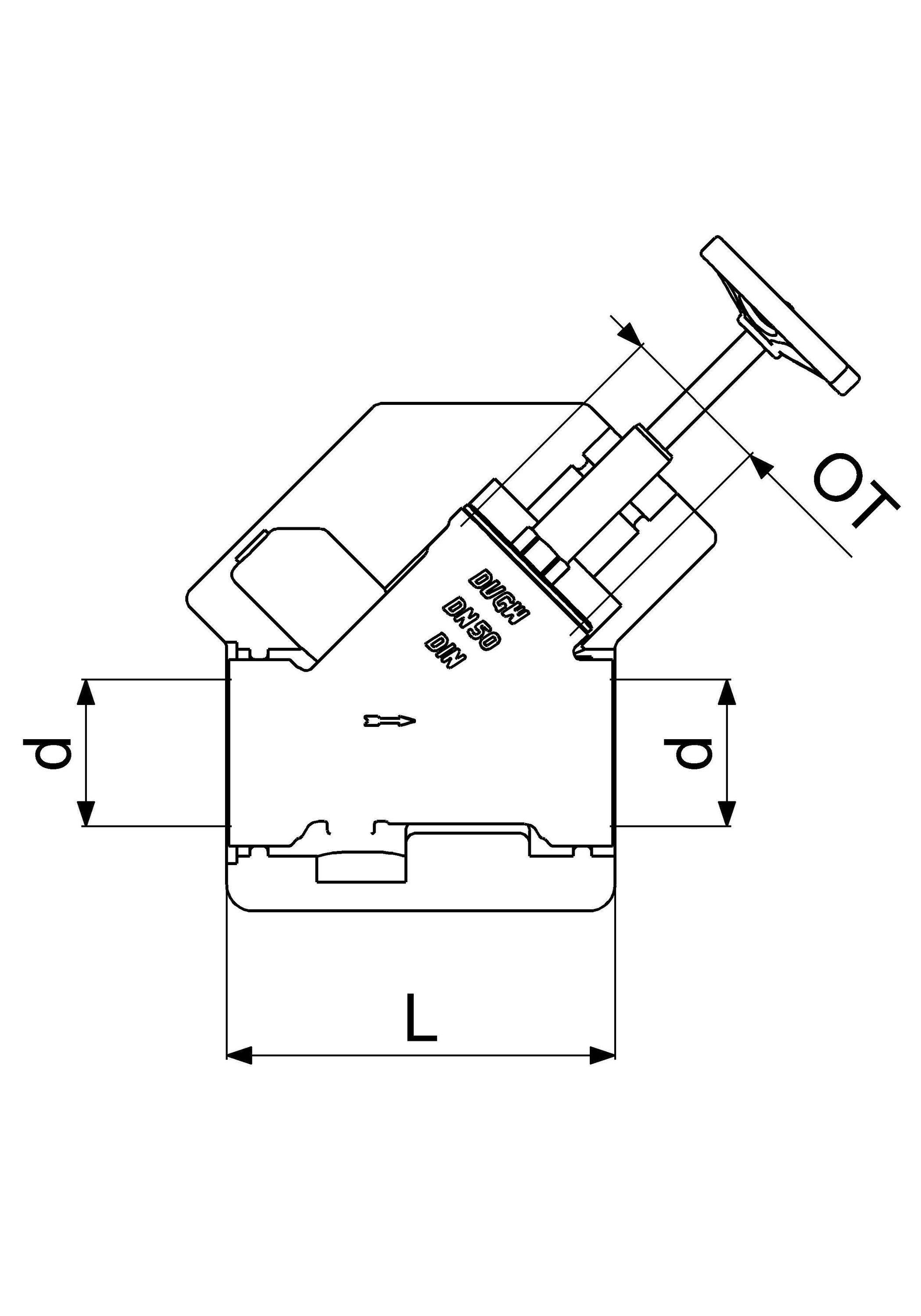 Schlösser Armaturen Freistromventil DN50 Muffenanschluss, steigende Spindel, DVGW-geprüft