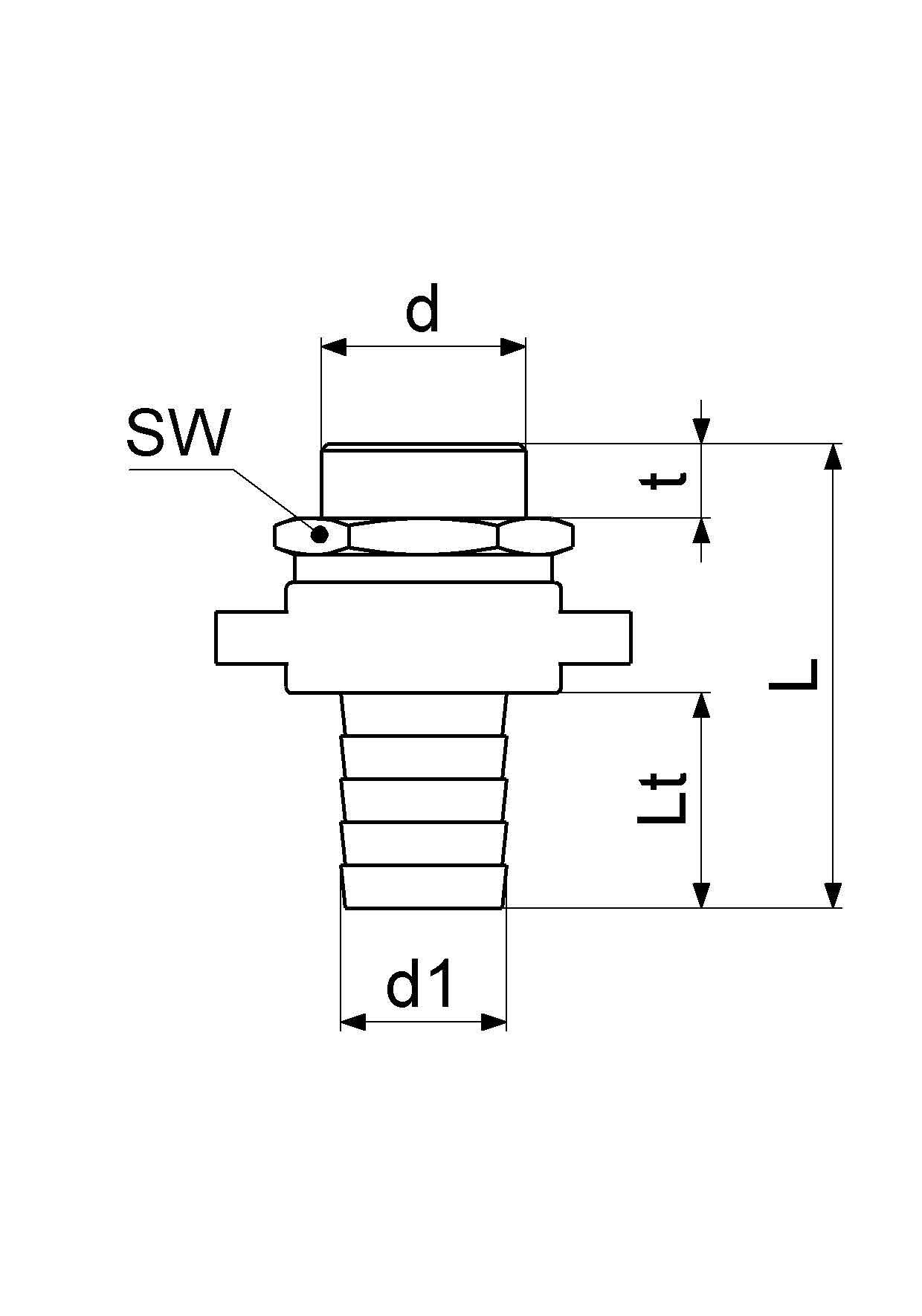 Schlösser Standrohrverschraubung, 1" AG, 3-teilig, flachdichtend, Messing