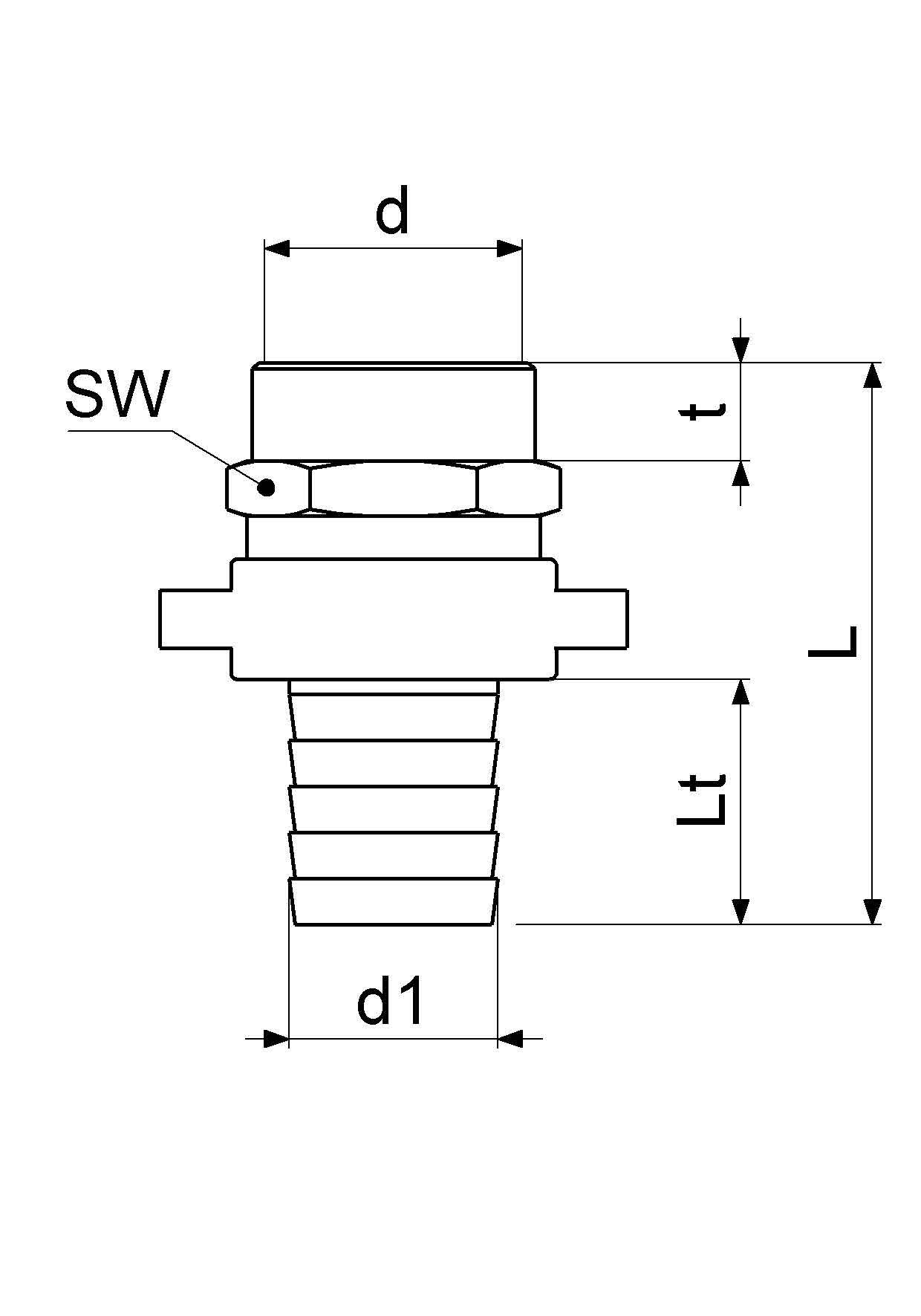 Schlösser Standrohrverschraubung, 1 1/4" IG, 3-teilig, flachdichtend, Messing