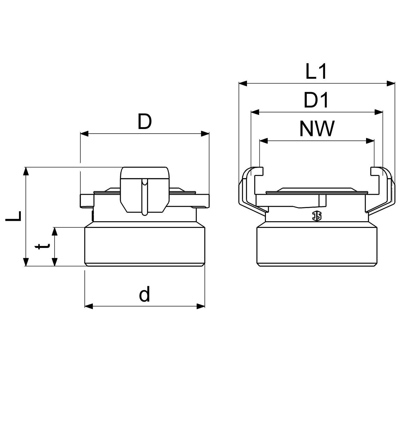 Schlösser Schnellkupplung mit Außengewinde, DN 32, 1 1/4", KTW und W270, Messing