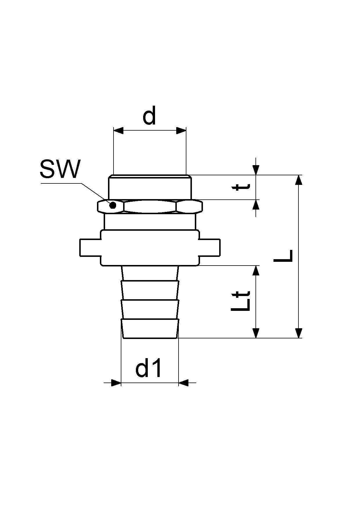JS STANDROHRVERSCHRAUBUNG 3TLG, FLACHDICHTEND, IG 3/4", MS