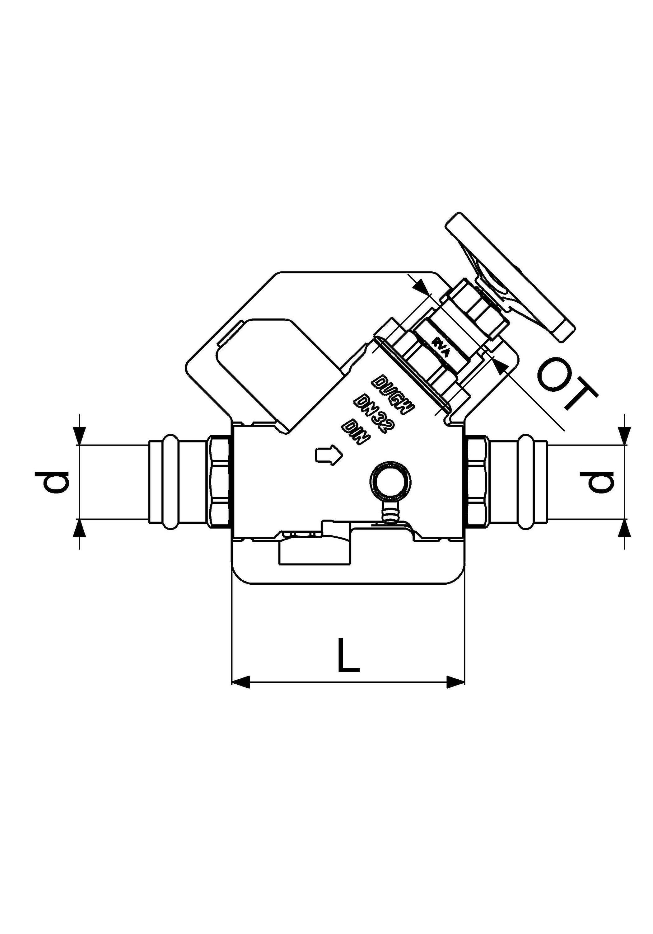 Schlösser Armaturen JS KFR-Ventil DN32, Pressanschluss 35 mm, IG, Entleerung, DVGW-geprüft