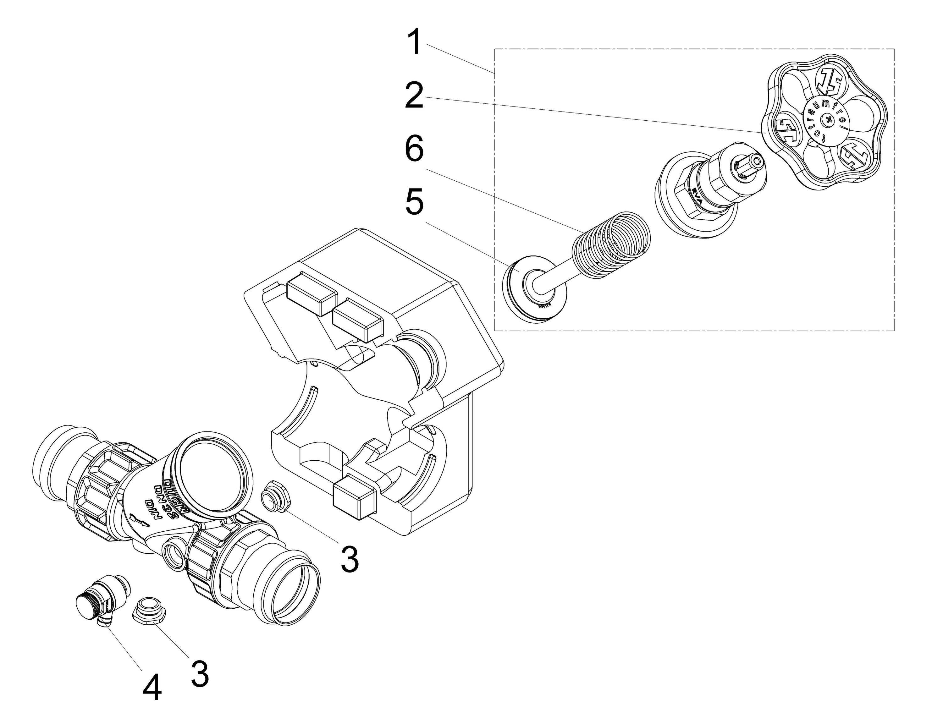 Schlösser Armaturen JS KFR-Ventil DN32, Pressanschluss 35 mm, IG, Entleerung, DVGW-geprüft